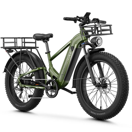 LEONX M2 pro Electric Bike,1800W Peak Motor Electric Bike Mountain Bike, 26'' x 4.0'' Fat Tire Electric Ebike with 48V 17.5AH Battery, 36MPH 85Miles Electric Bicycle with Front and Rack Basket
