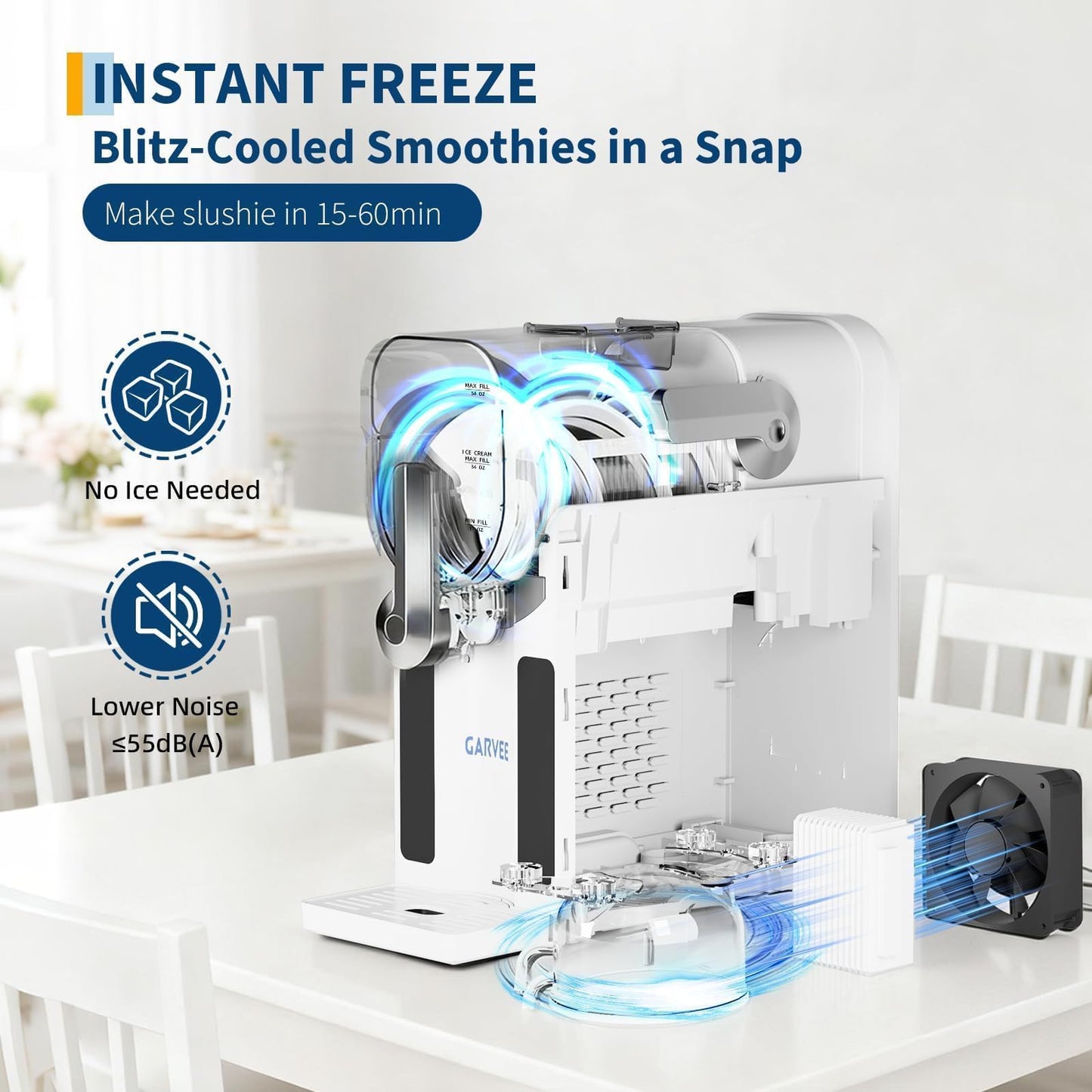 Home Slushy Maker with 12H Timer – Ice-Free Frozen Drink Machine with LED Display & 6 Preset Modes – 70 oz Large Tank for Margaritas, Daiquiris & Ice Cream, White