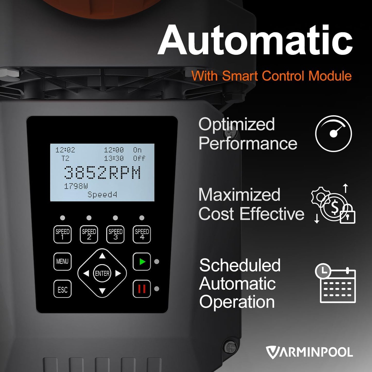 VARMINPOOL Variable Speed Pool Pump Inground, 2.5HP, 10567GPH High Flow Energy Efficient Pool Pump for Above Ground Pool, Programmable Timer, Rain Cover, 220V, Large Filter Basket
