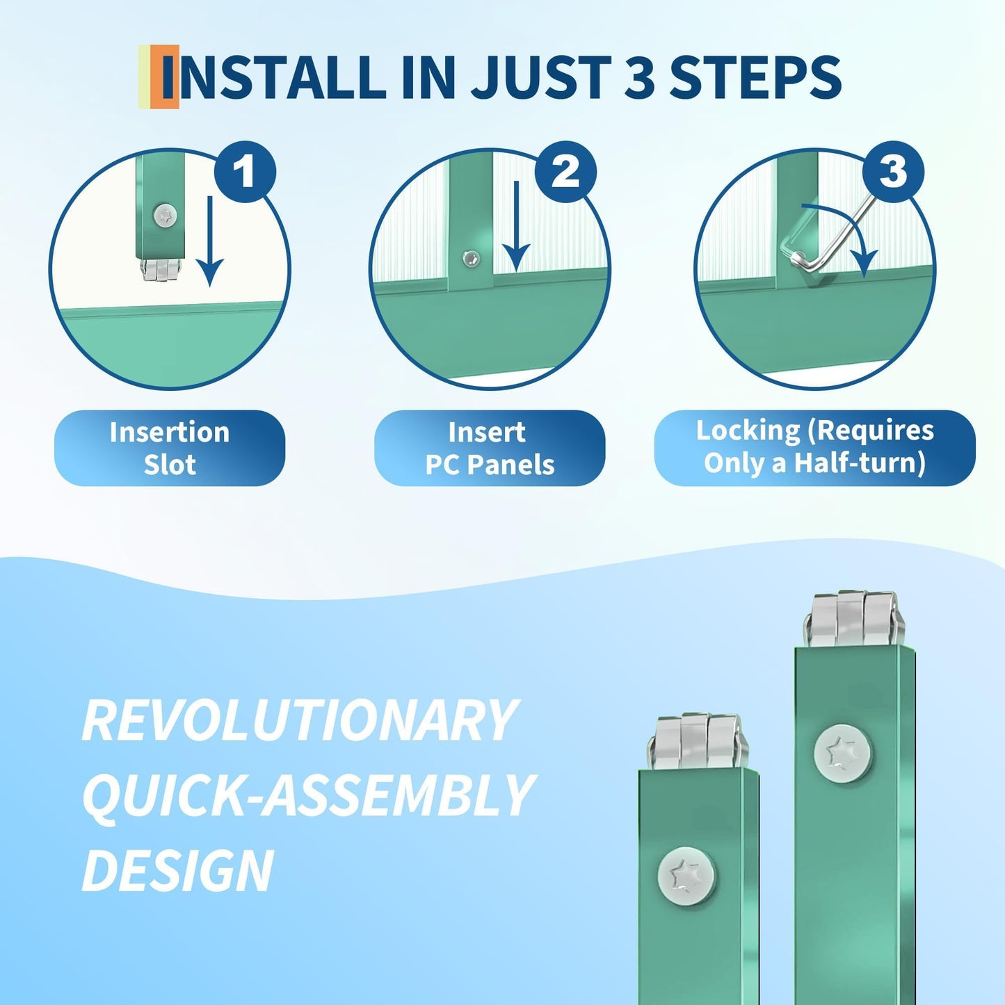 ActiveTrail Heavy Duty 6x4FT Polycarbonate Greenhouse for Outdoors – Reinforced Aluminum Frame, UV Protection, Roof Vent, Double Doors – Small Walk-in Garden Green House for All-Season Growing