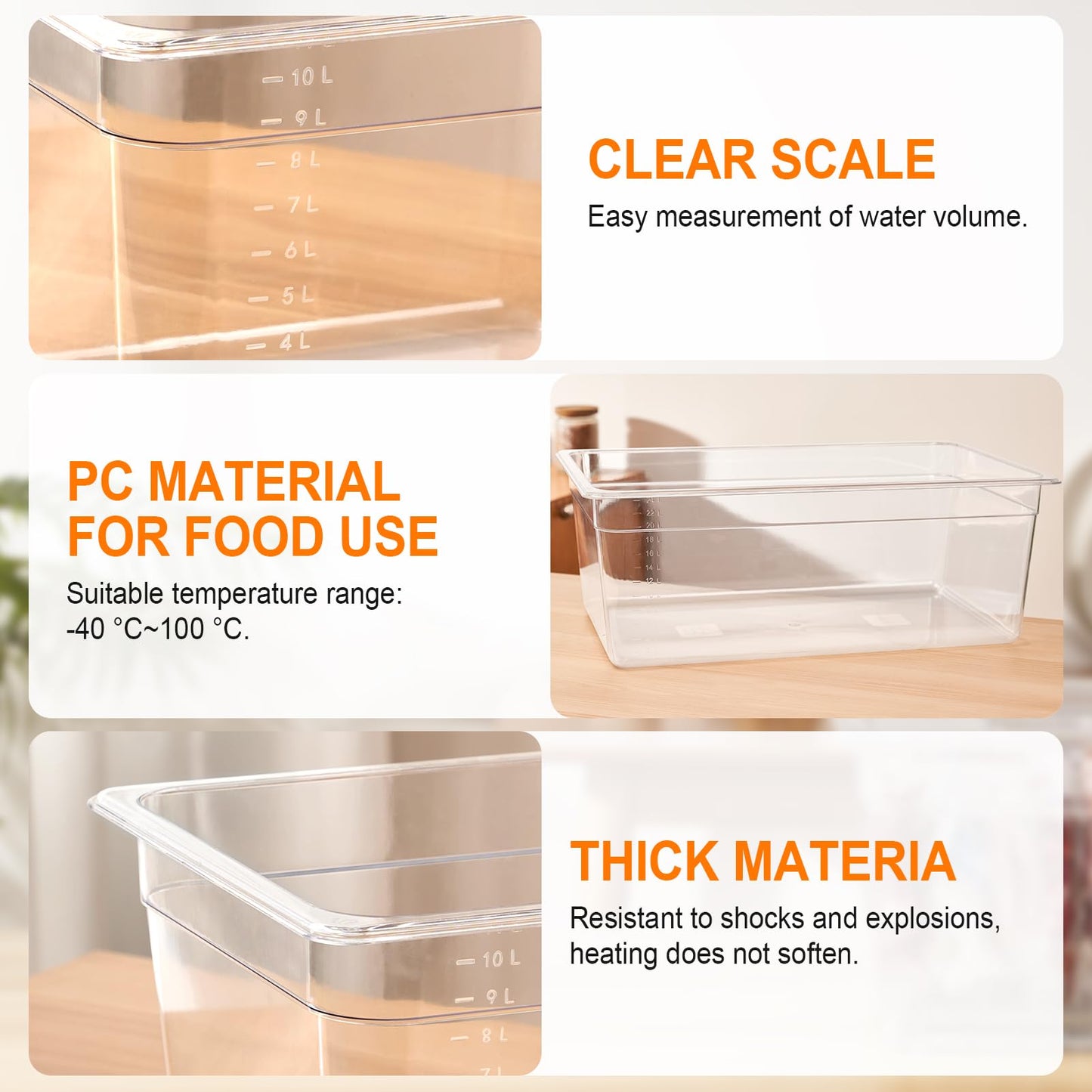 HOMENOTE Large Sous Vide Container 26 Quarts with Lid,Complete Sous Vide Accessories Kit BPA Free,Compatible with Anova and Most Sous Vide Cookers（Comes with 2 Sous Vide Racks and Insulating Sleeve）