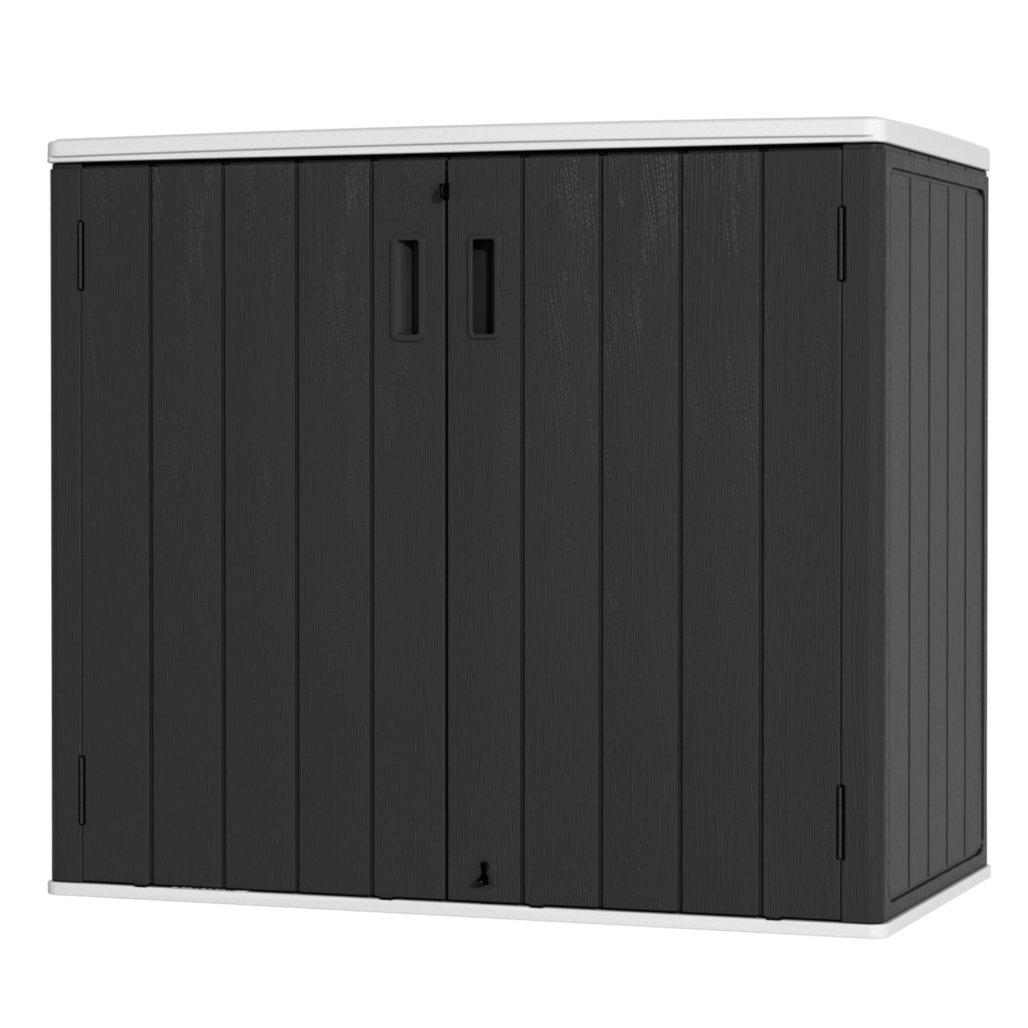 Mrosaa Large Outdoor Storage Box,Resin Sheds&Outdoor Storage Waterproof/Lockable,Outdoor Storage Cabinets for Balcony,Garage,Backyard (37Cu.ft-Black White)