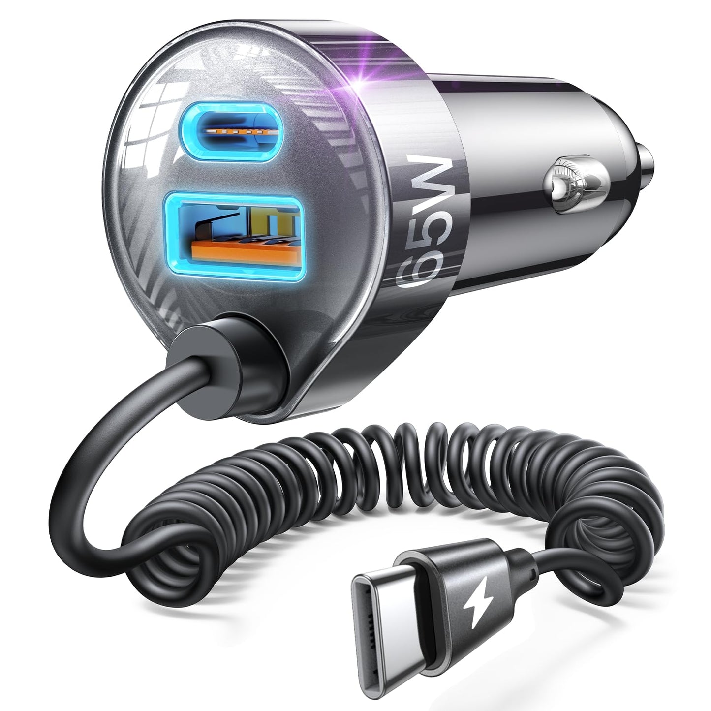 LISEN 65W Car Charger USB C Fast Charging for iPhone 16 15 Pro Max,Super Fast Type C Car Charger Adapter Fit iPhone 16e 15 Pro Max Plus,iPad Pro,Samsung Galaxy S25 S24 Ultra,Pixel,Android,Black