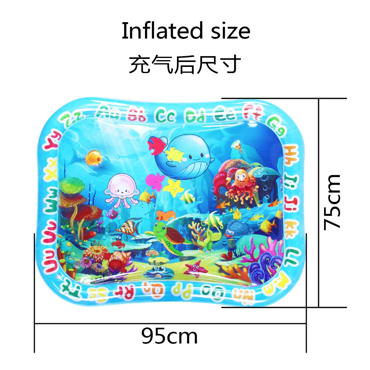 ZHUYNXIR Extra Big Infant Water mat, Large Water Play mat, Seas and Oceans Tummy Baby Toys with BB Call, Fun Early Development Activity Play Center for Newborn (39.5x31.5 in)