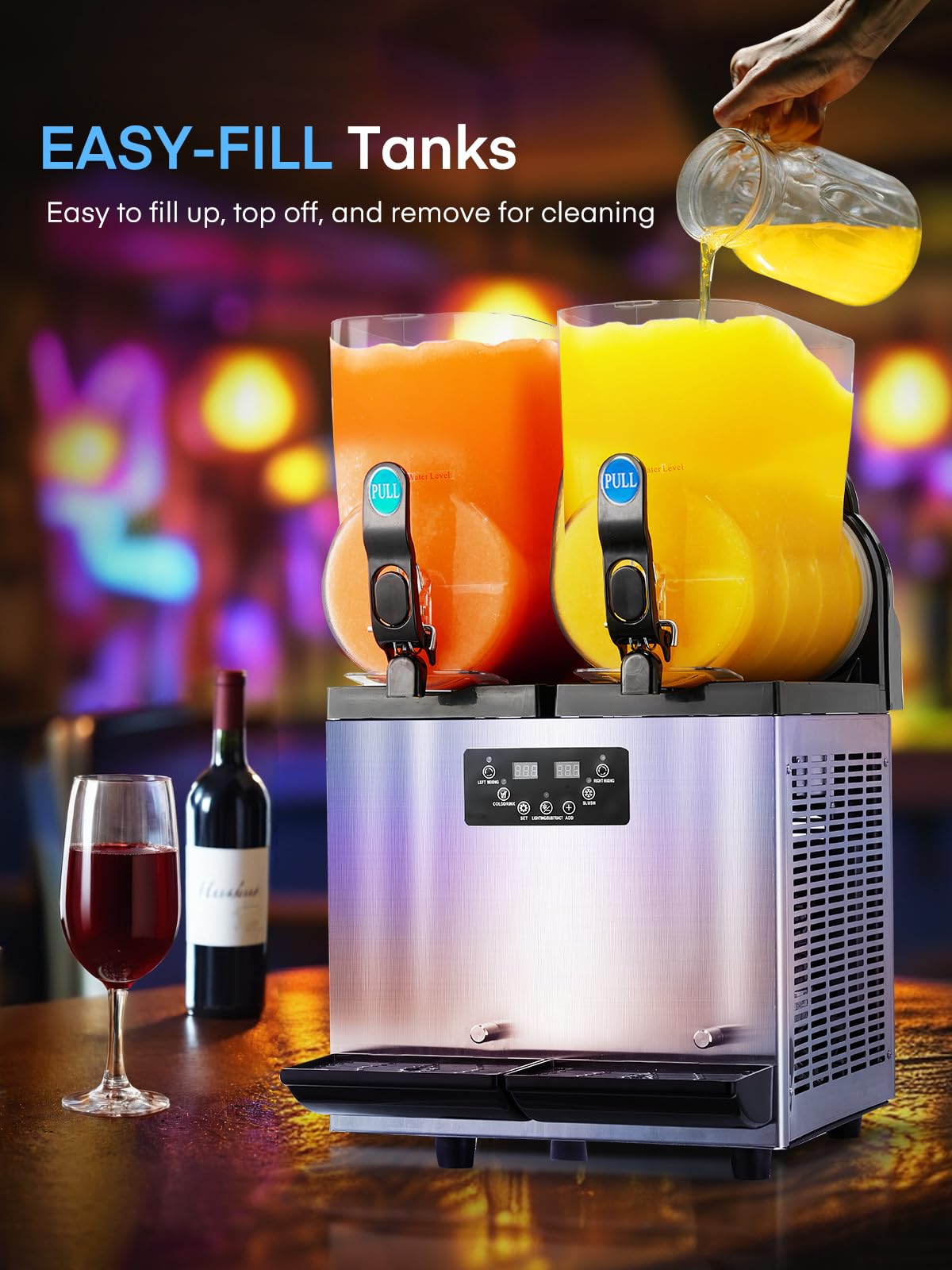 Commercial Slushy Machine 8Gal/30L, Stainless Steel Margarita Smoothie Frozen Drink Machine, 25-Minute-to-Go Slushie Machine & ETL Approval, Margarita Machine for Restaurants Cafe Bars (2 * 15L)