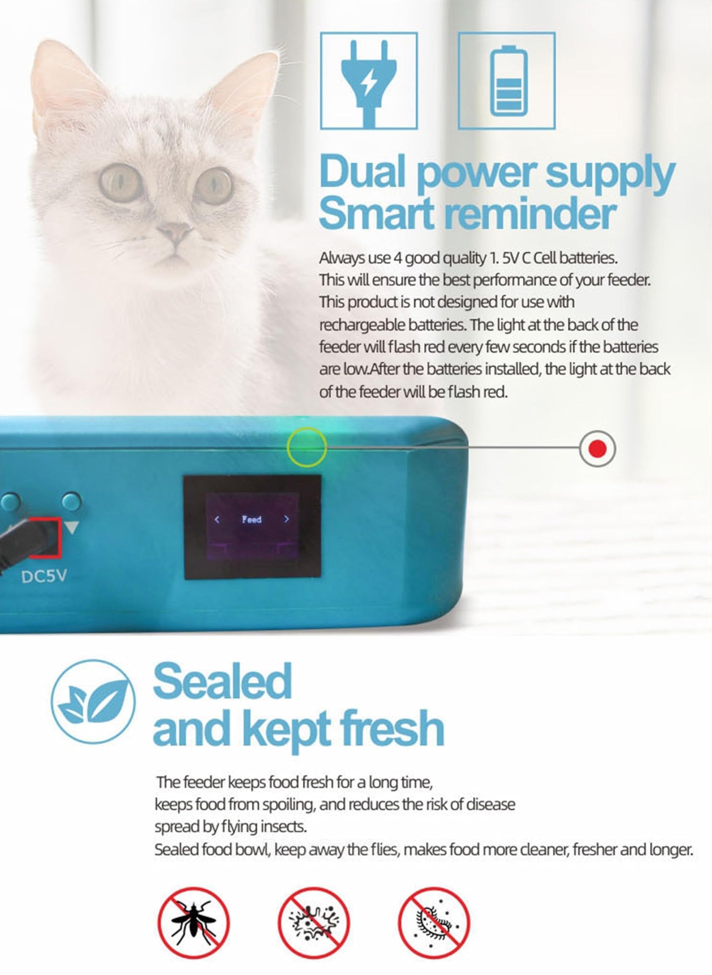 Furrify Automatic Pet Feeder with Active RFID Technology, Dual Source Battery/USB - Prevents Food Stealing, Perfect for Prescription Diets, Schedules Meals for Multiple Pets (Cats & Dogs) (White)