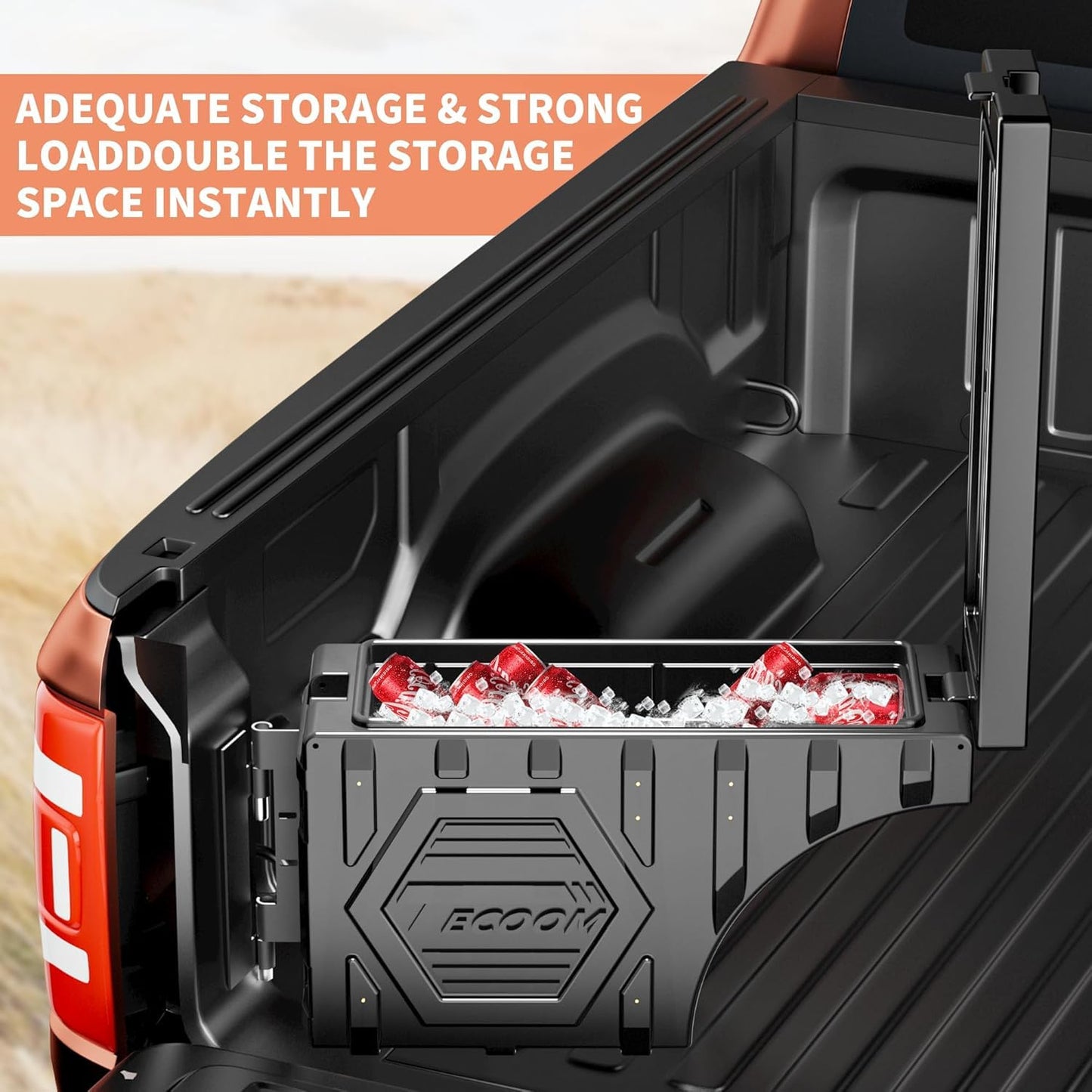 Tecoom Truck Bed Toolbox Lockable Waterproof Truck Bed Storage Box Fit for Ford F150 Driver Passenger Side Double Layer Swing Wheel Well Tool Box for Truck Trunk Storage Organizer, 20L/5.28Gal, Black