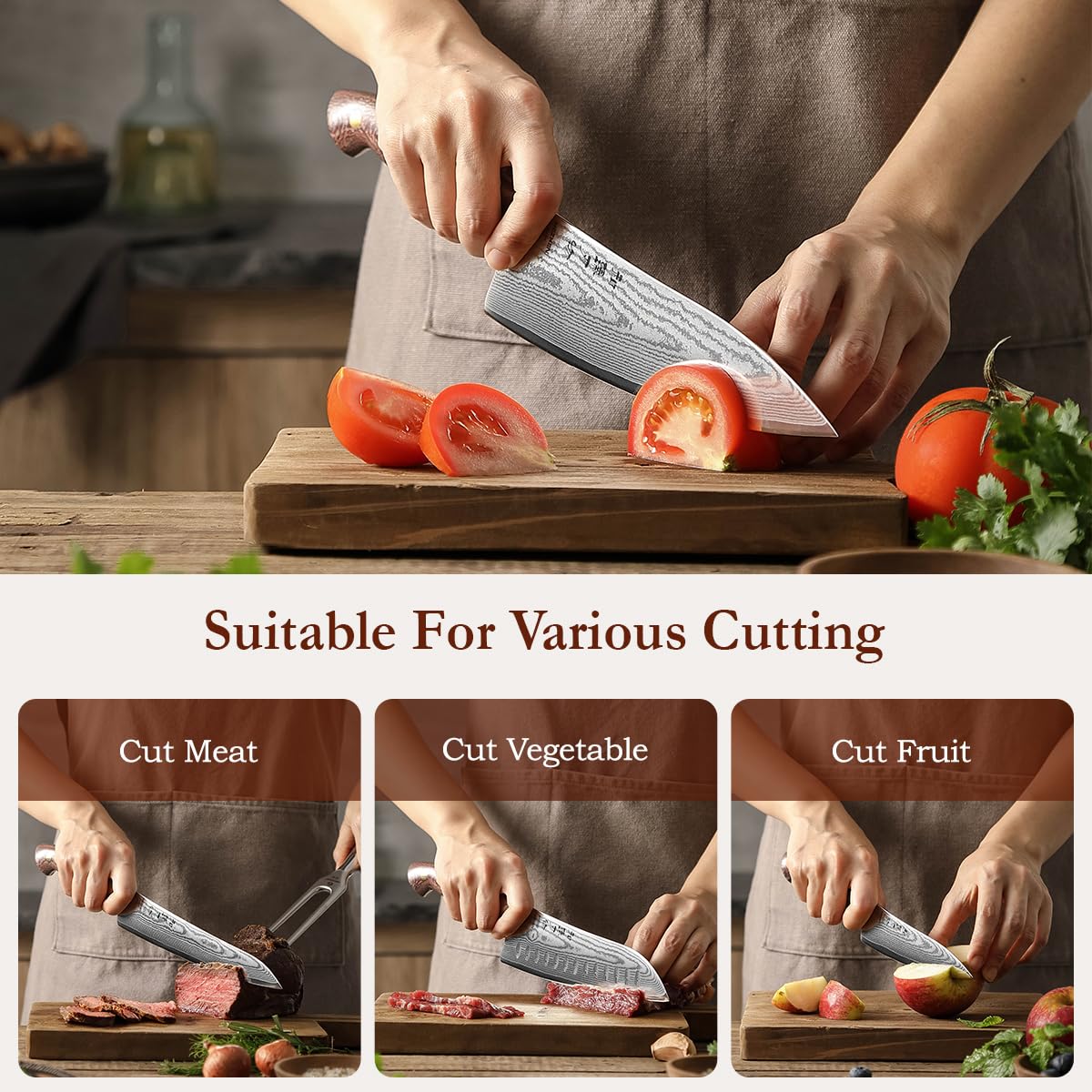 HEZHEN Damascus Chef Knife Set, 67 Layers Damascus Steel, 5PCS, Ultra Sharp, Professional Kitchen Knife Set for Chefs and Home Cooking, Ergonomic Micarta Handle, Gift Packing