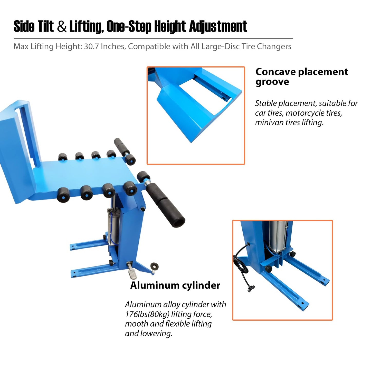 WYDDDARY Pneumatic Tire Changer, 176lbs(80kg) Lifting Capacity, Pneumatic Tyre Wheel Lifter Tire Changer Machine for 6"-24" Rim Tire Repair