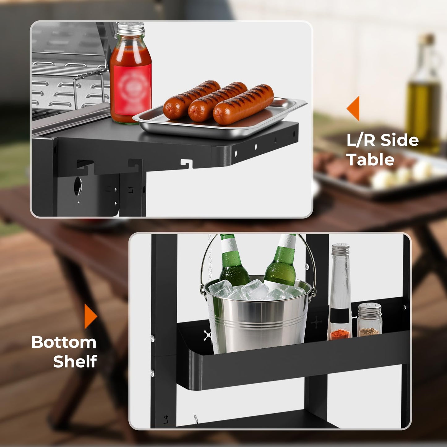 R.W.FLAME G20B Propane Gas Grill with 2-Burner, 16000 BTU Stainless Steel Outdoor BBQ Grill for Cooking with Top Cover Lid,Wheels,Side Storage Shelves,hooks Portable Barbeque for Patio Garden Camping