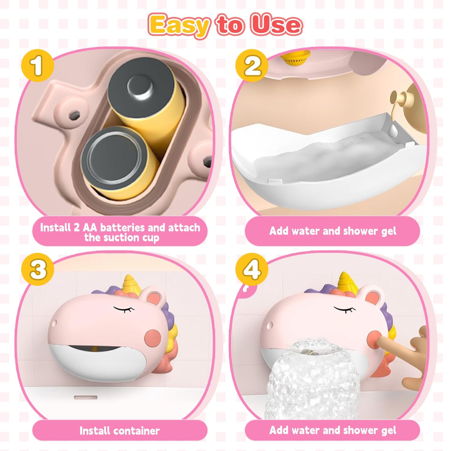 Bath Toys, Bath Bubble Machine Toddler Bath Toys for Kids Ages 1-3 4-8, Interactive Bathtub Shower Water Toys Bubble Maker with Music Christmas Birthday Gifts for Boys Girls