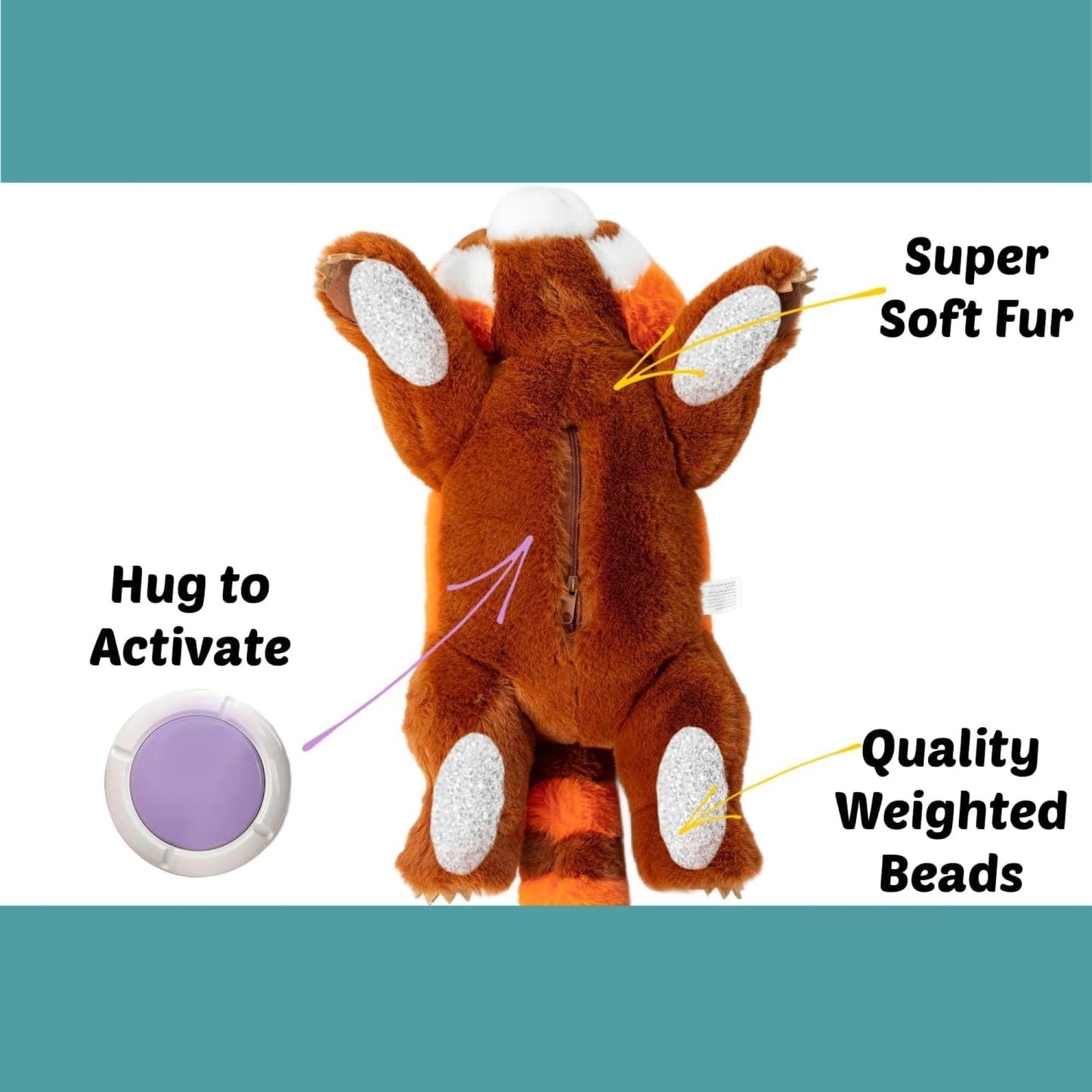 Lunapuer Snugglekid Red Panda Sensory Weighted Vibrating Pillow, Pressure Activated for Kids Adults, Weighted Plush Pillow – Soft Weighted Stuffed Animal, 11x20, Cuddly Plush Toy