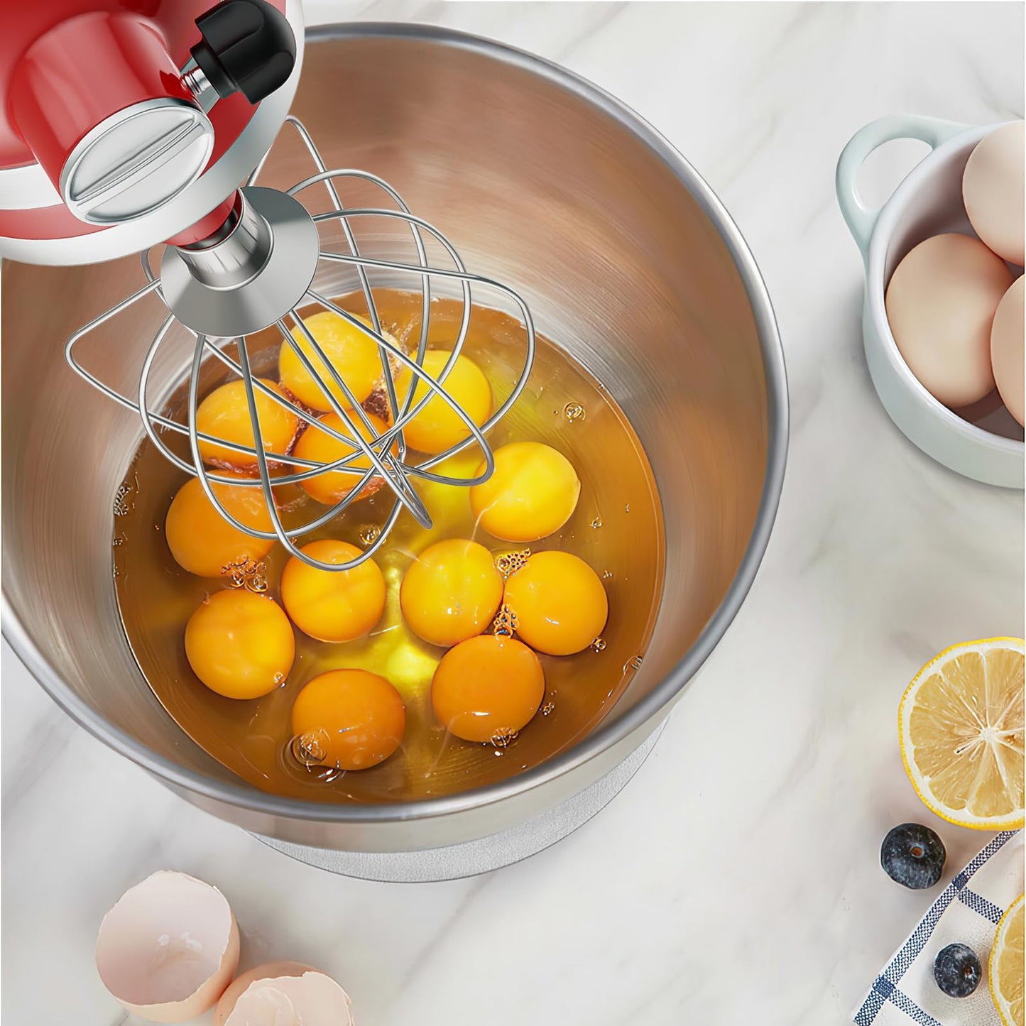 Stainless Steel 6-Wire Whisk Attachment for KitchenAid Mixer, 4.5-5Qt Tilt-Head Stand Mixer Compatible, Dishwasher Safe, Ideal for Whipping Cream, Mixing Flour & Cake, Perfect for Mayonnaise Whisks