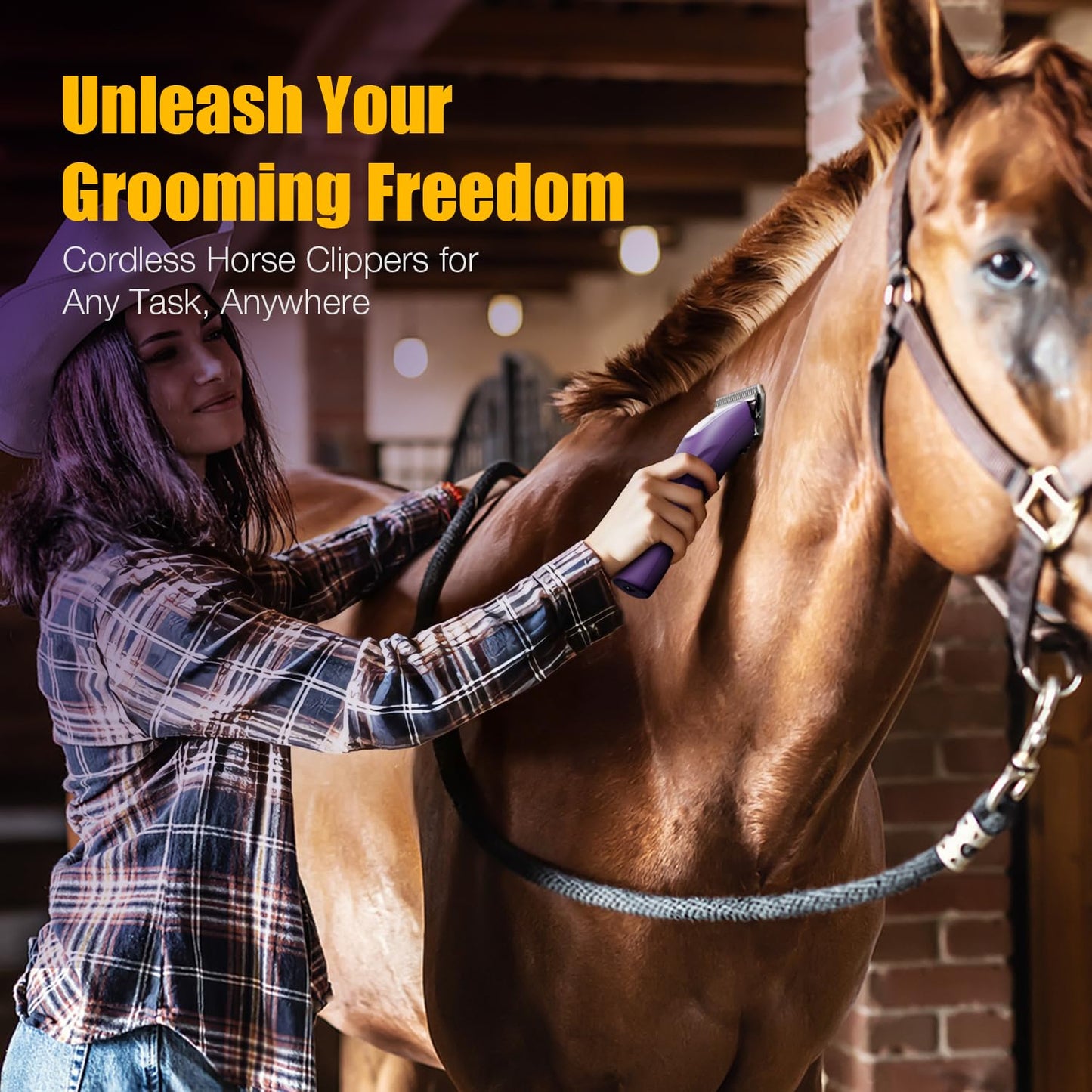 FuzzyFix Professional Horse Clippers Cordless Low Noise, Detachable Wide Blade 2 Speed Grooming Clippers Kit for Thick Coat Long Hair, Heavy Duty Electric Horse Trimmer for Livestock Dogs Cats