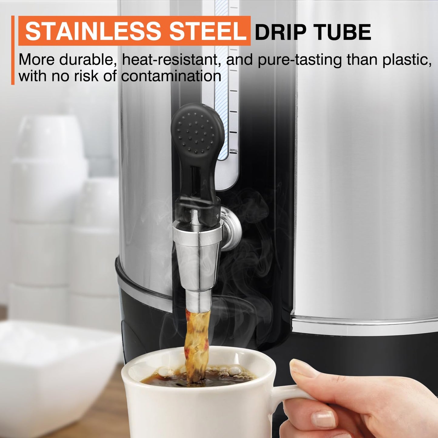 alelarocr 50-Cup Commercial Coffee Urn - Stainless Steel Double-Wall Coffee Maker with Percolator & Keep-Warm Function - Ideal for Events, Offices, Parties, and Catering (50 Cups - Double Layer)