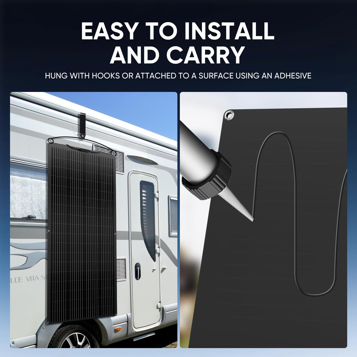 300W Flexible Solar Panel Bendable, All Black High Efficiency Monocrystalline Waterproof 24V/12V Perfect for RV, Boat, Van & Uneven Surfaces (300W Flexible)