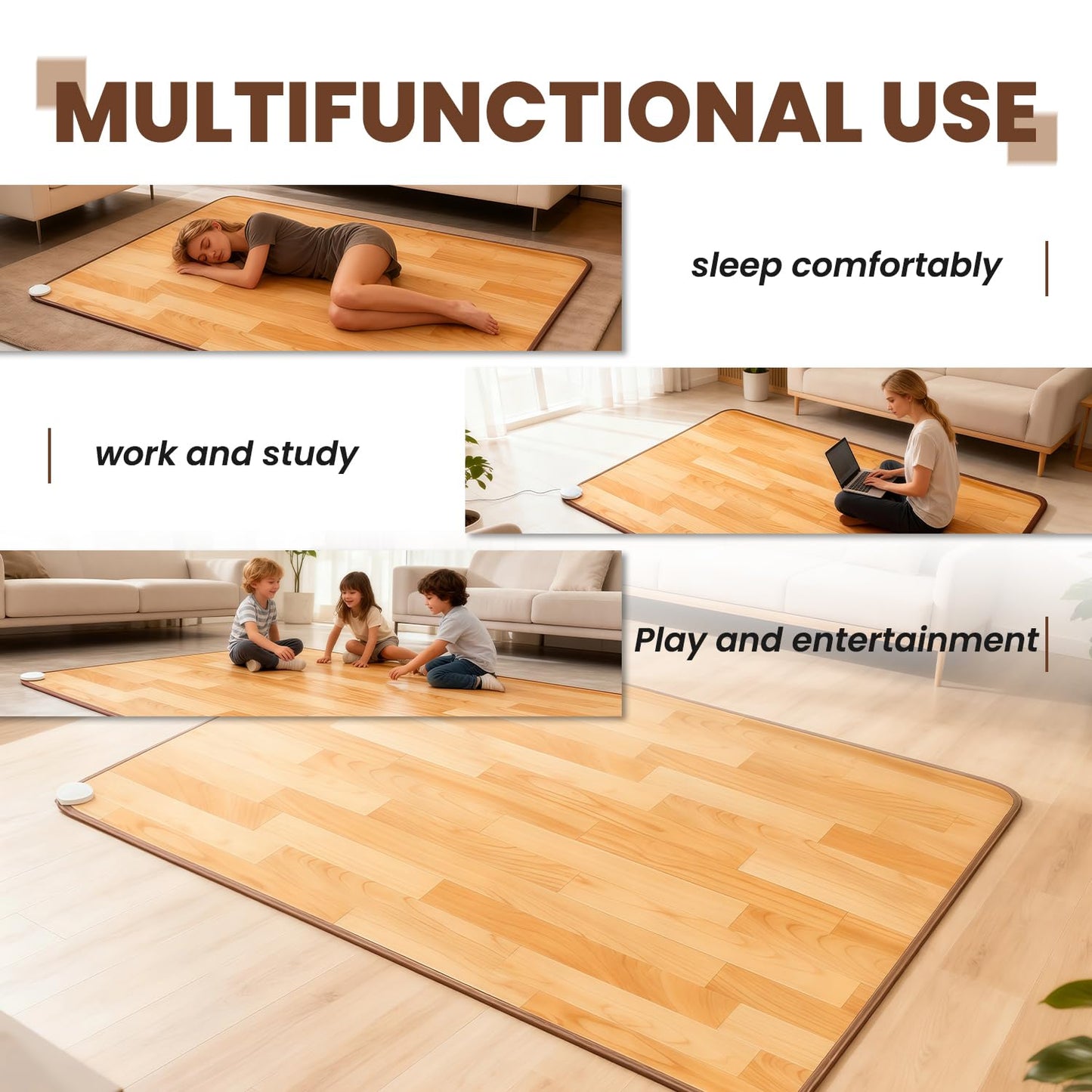 Heated Floor Carpet, Heated Floor Mats, Electric Heated Rug with Adjustable Temperature 12 Hour Timer, Radiant Floor Heater, for Yoga/Indoor/Under Desk (59x79 Inch/150x200 cm)