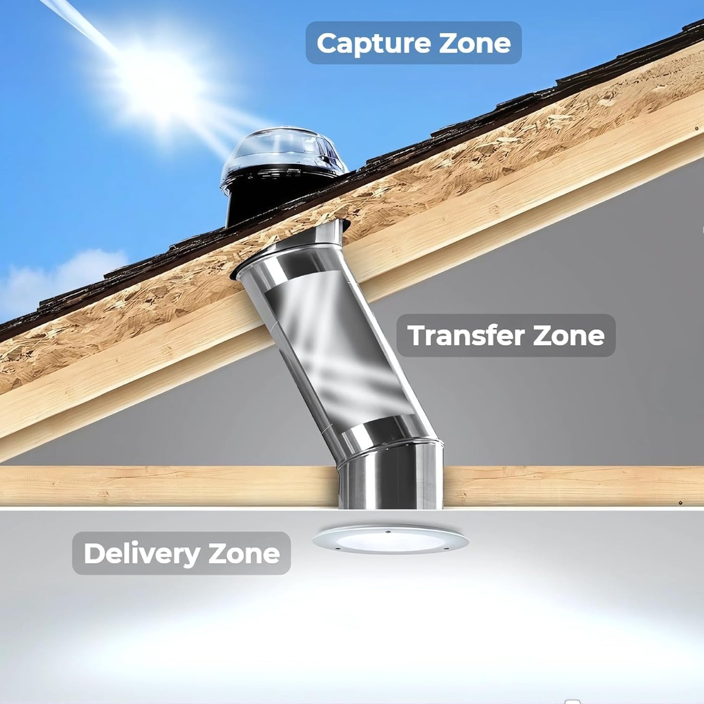 Solatube® 290DS 14-inch Wide Tubular Skylight Kit with 2 x 20 Long Extension Tubes | Solar Tube for Natural Daylight, Energy-Efficient Illumination, Interior Lighting, and Home Improvement