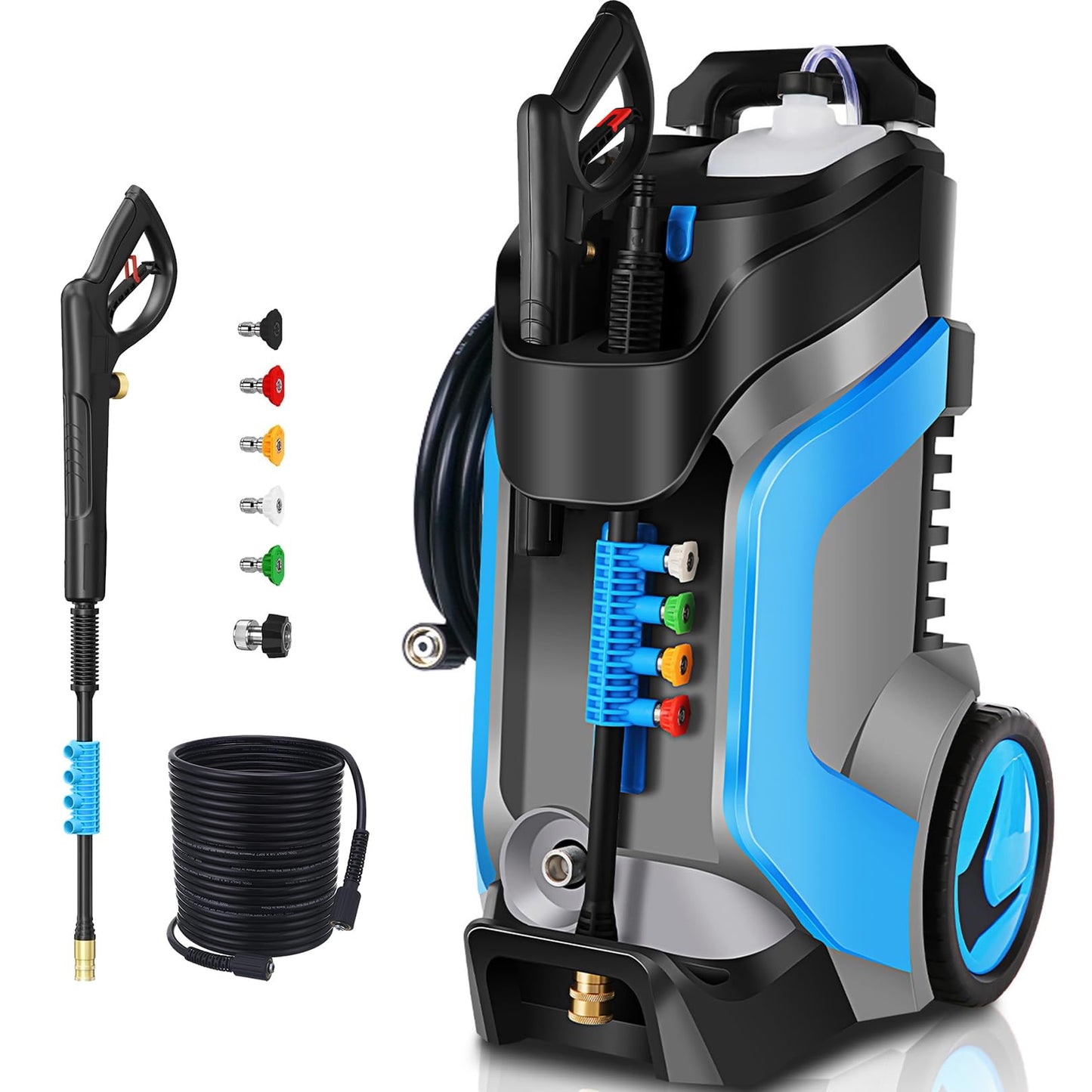 commowner Electric Pressure Washer 5000PSI 4.0GPM Power Washers with M22-14mm Pressure Hose 33FT, Power Sprayers High Pressure with 1/4" QC Compatible Surface Cleaner for Home Cars Driveways, Blue
