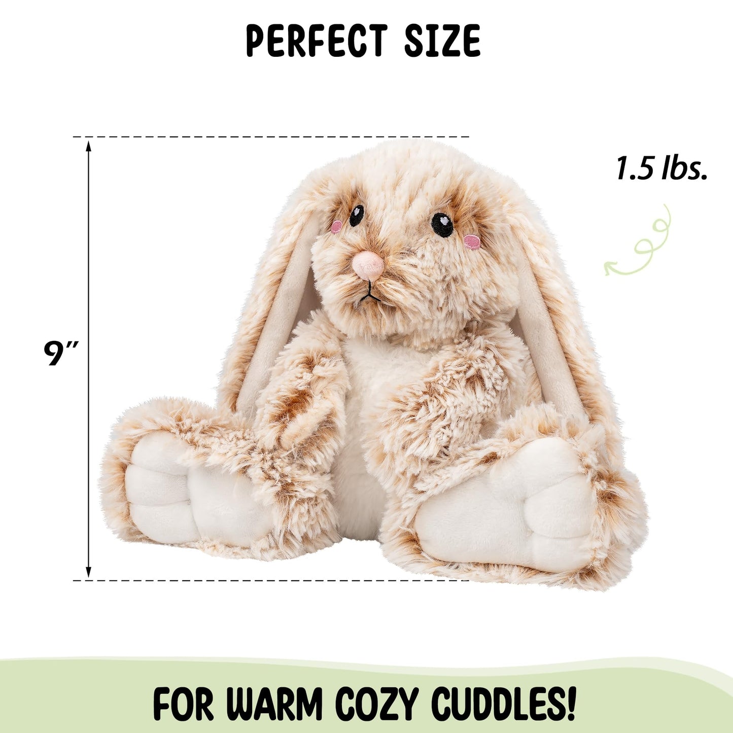 Bunny Microwavable & Weighted Stuffed Animals - 1.5 Lbs Unscented Heating Pad for Period Cramps Pain Relief and Anxiety, Cute Bunny Plush Toys Gifts for Women Girls Adults and Kids by Happy Fuel