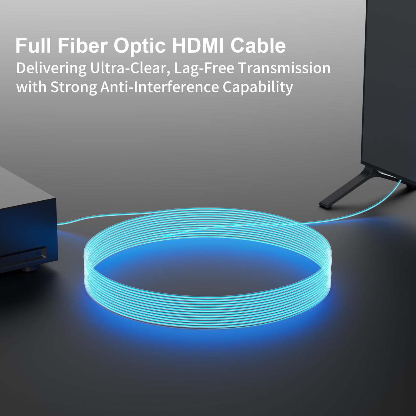 RUIPRO 8K Detachable Full Fiber Optic Armored HDMI 2.1 Cable 33FT, Ultra High Speed 48Gbps, Support 8K@60Hz 4K@120Hz, Dynamic HDR, eARC, Compatible with PS5/Xbox/Blu-ray/TV/Monitor/Projector