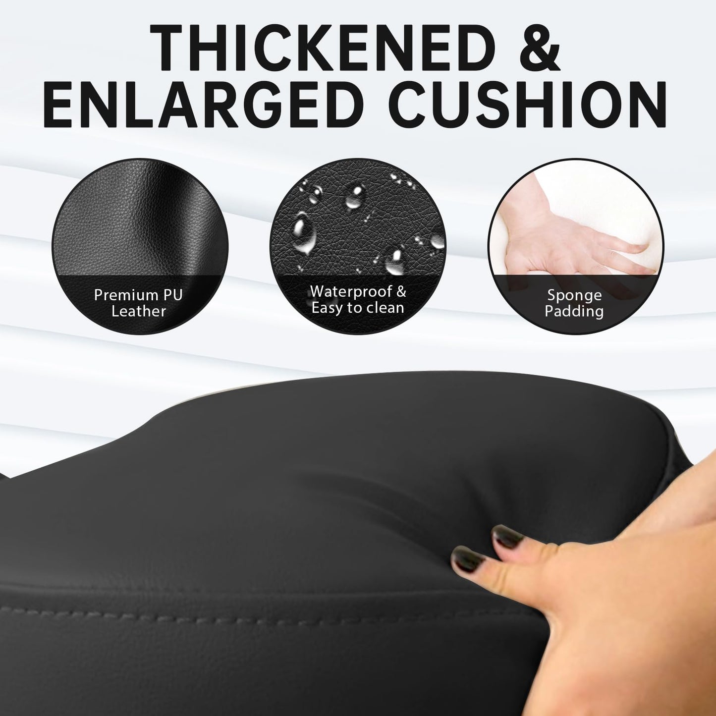 DENGTELI PU Leather Ergonomic Kneeling Chair, Adjustable Home and Office Stool with Thick Pads and Flexible Lockable Brake Wheels for Back Pain Relief(Black)