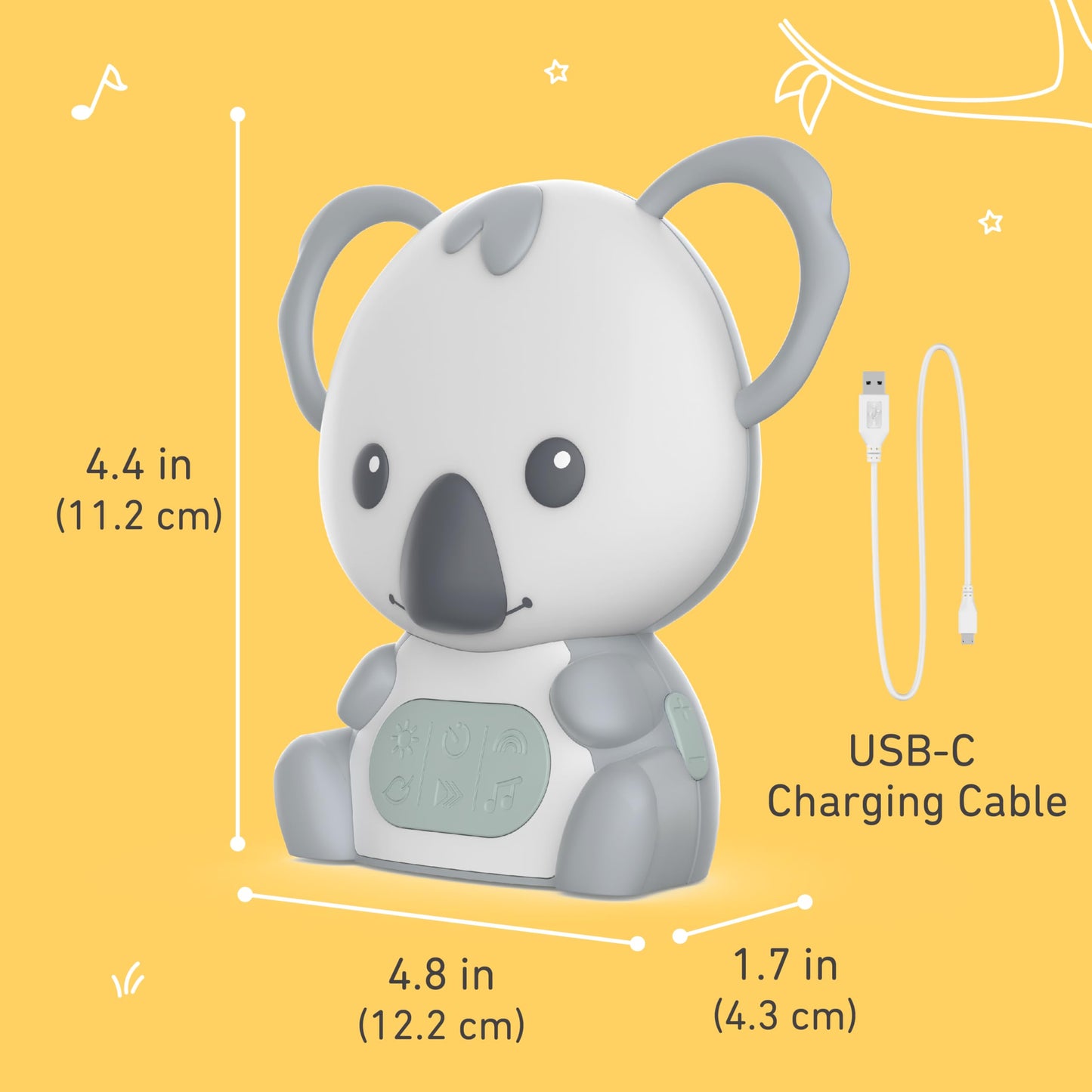 Pure Enrichment PureBaby Hanging Koala Sound Machine - Portable Travel Sleep Aid/Night Light & Detachable Hanging Ring - White Noise, Hush, Lullabies & More Sounds for Car Seat, Stroller & Bassinet