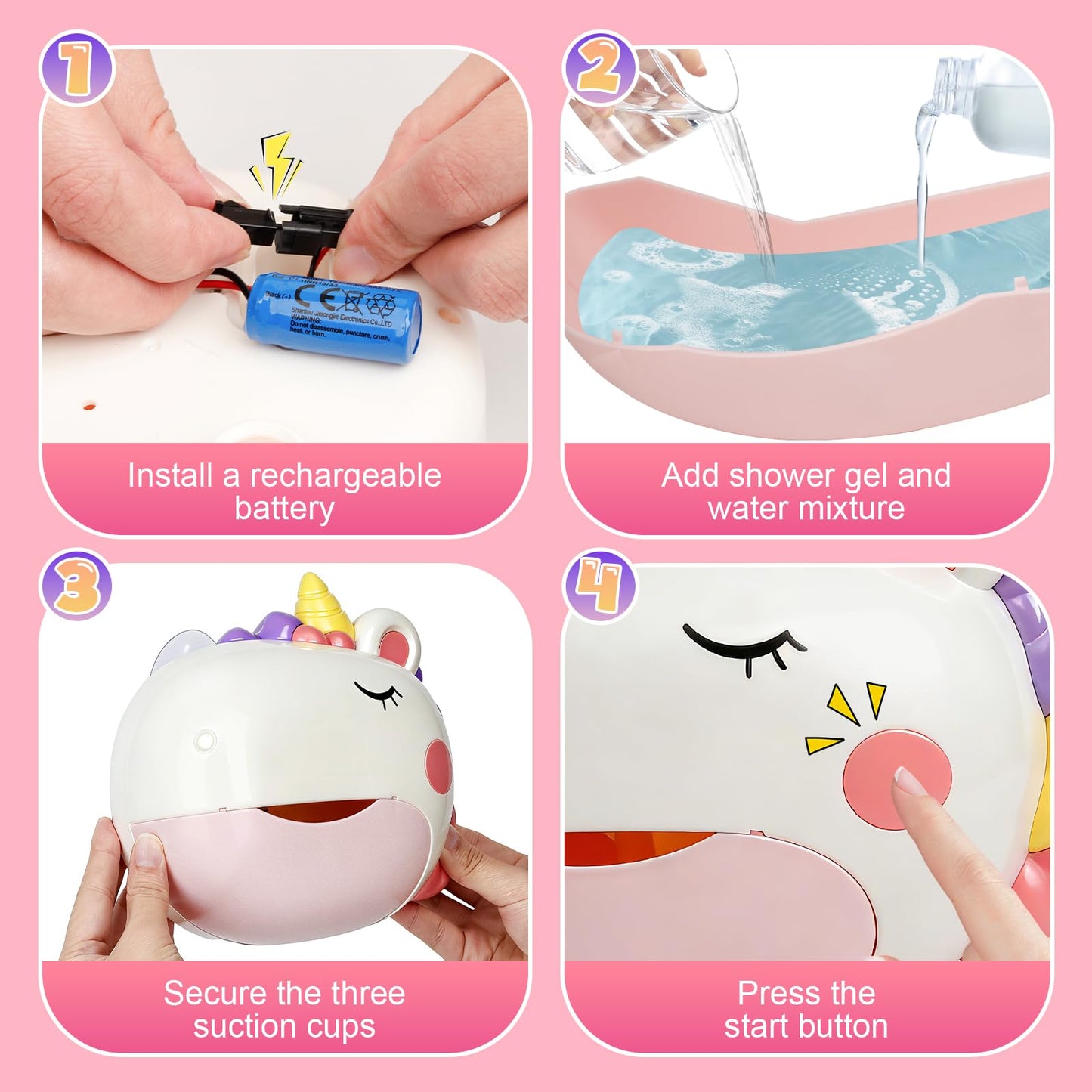 Baby Bath Toys, Unicorn Rechargeable Bath Bubble Machine, Automatic Bubble Maker with 12 Music, Bathtub Shower Water Toys, Toddlers Gifts for Girls Bathroom Toys Kids Ages 1-3 4-8
