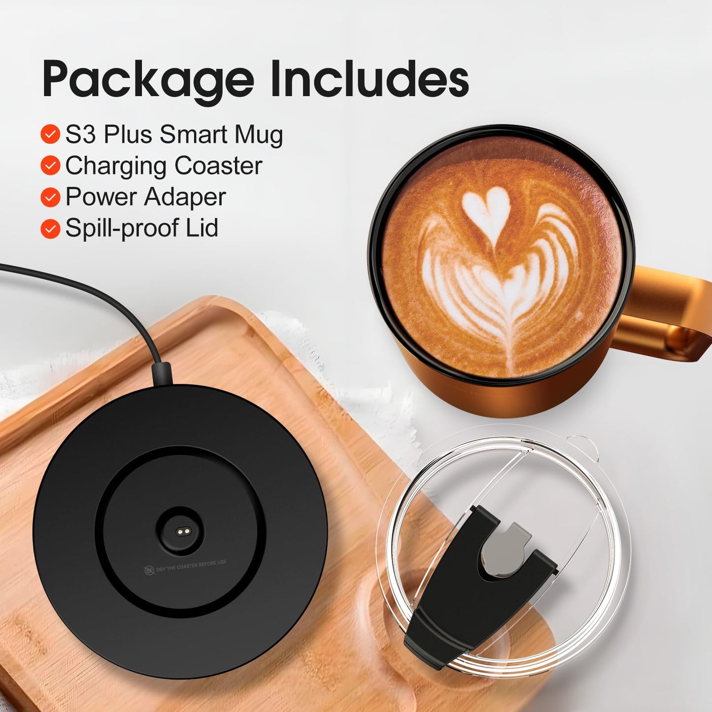 Vsitoo S3 Plus 14oz Heated Coffee Cup - Temperature Control Smart Mug with Mug Warmer, Auto-Sensing AI Heats Drinks to 120-150°F Hands-Free.Ideal for Home/Office/Gifts，Copper