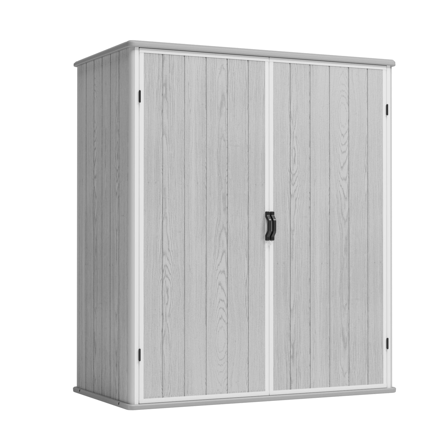Greesum 5X3FT Plastic Storage Shed with Floor, Resin Outdoor Storaged Shed with Lockable Door, Easy Assembly All-Weather Tool Sheds for Garden, Backyard, Patio, Light Gray (4.7×2.5FT)