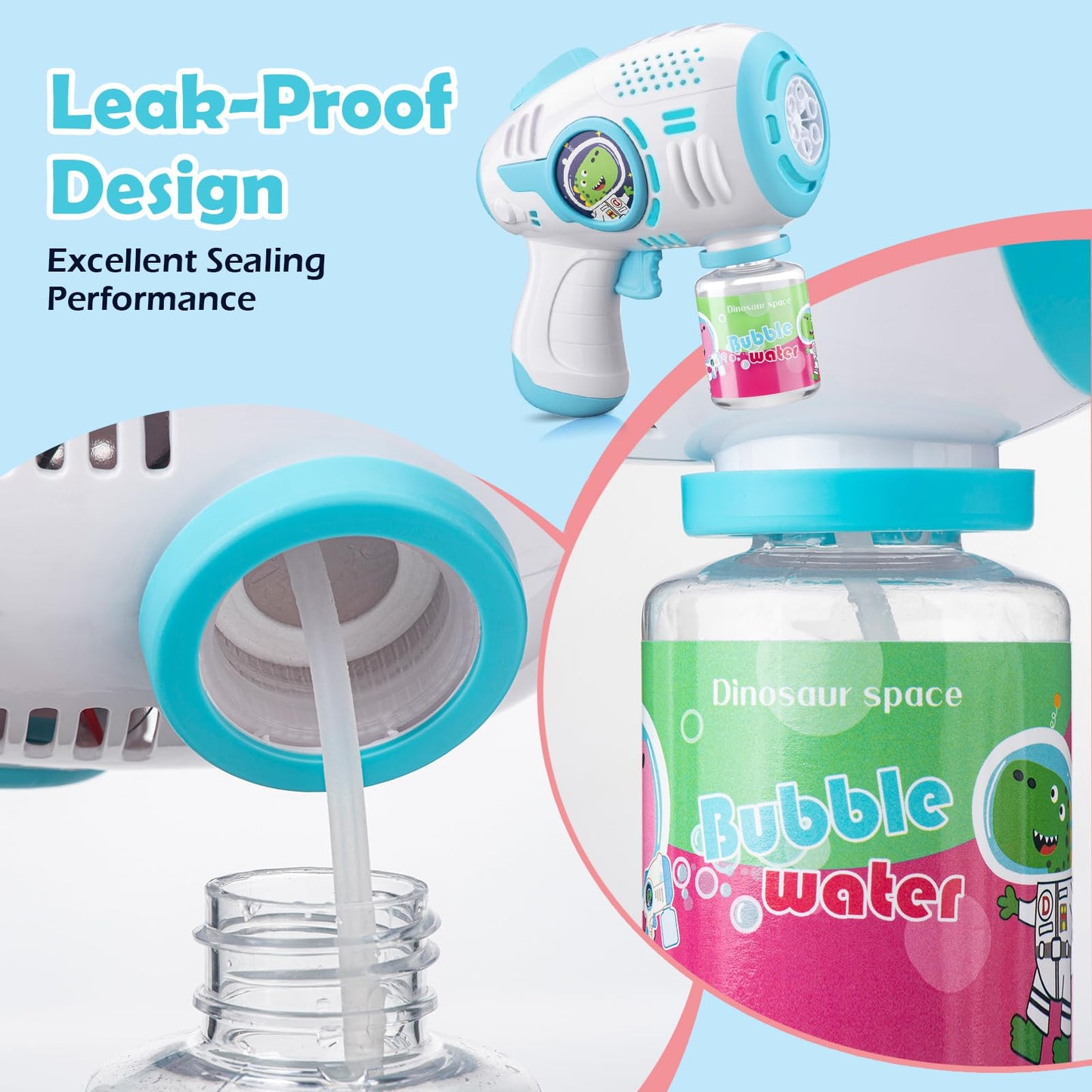 ZACEAC Bubble Guns for Kids 4-8, 2 Pack Automatic Bubble Blaster with LED Light & 14 Bubble Solution, Bubble Gun for Toddlers Outdoor Summer Toys