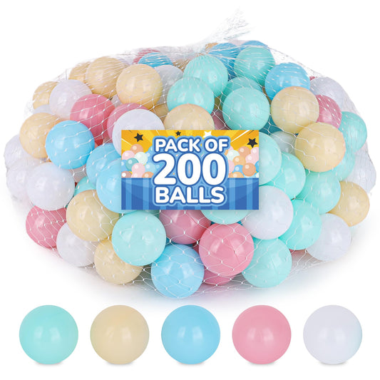 ArtCreativity Plastic Balls for Ball Pit – Multicolors - Kids Plastic Toy Balls for Baby Kiddie Pool, Water Toys, Party Decoration - Reusable Play Toys - Birthday Gift for Toddler (200 Count)
