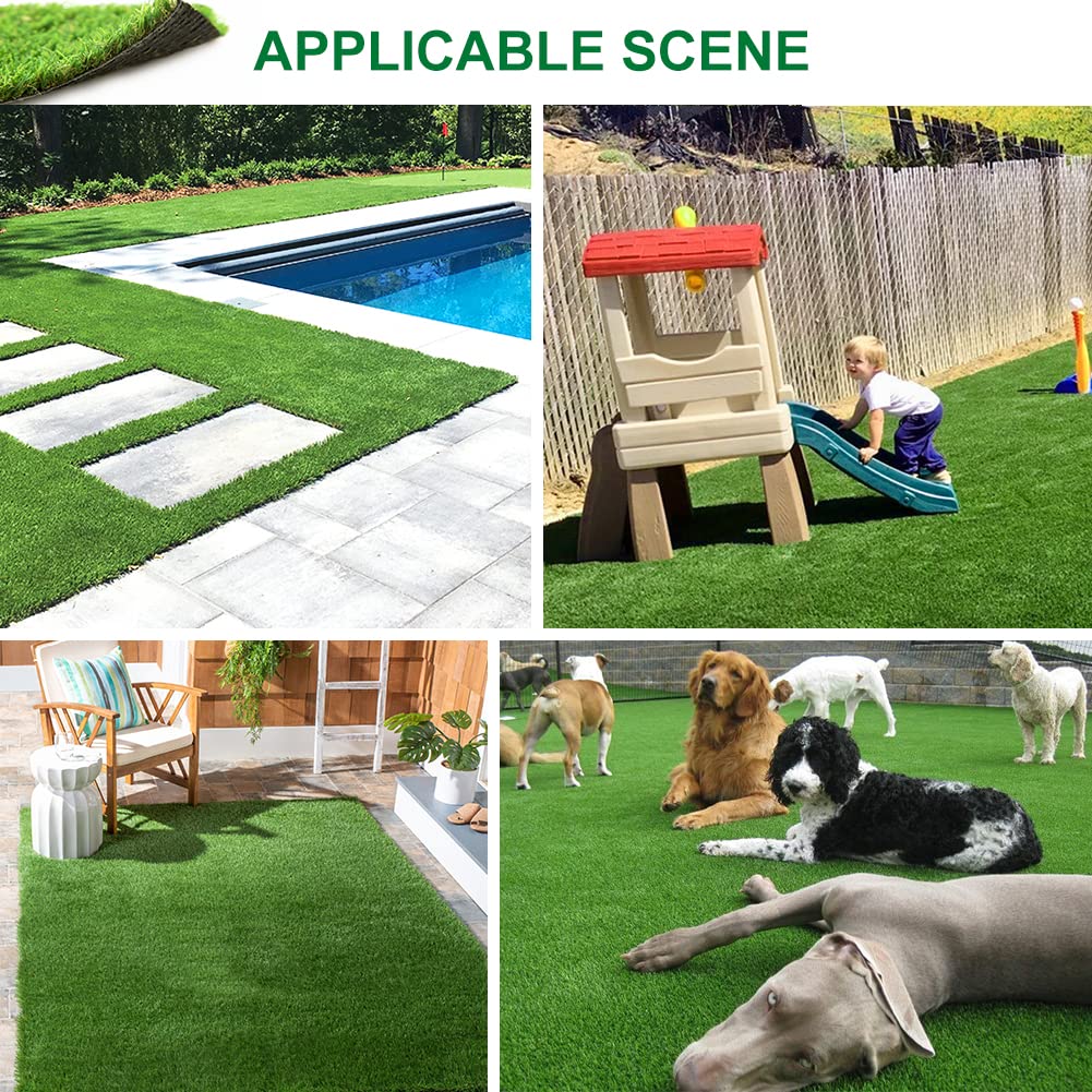 SUWUYUE Artificial Grass Outdoor Turf, 6 x 10 FT 0.8" Thick Fake Grass Rug Realistic Synthetic Grass Carprt Decor Soft Astroturf Mat for Patio Backyard Garden Balcony