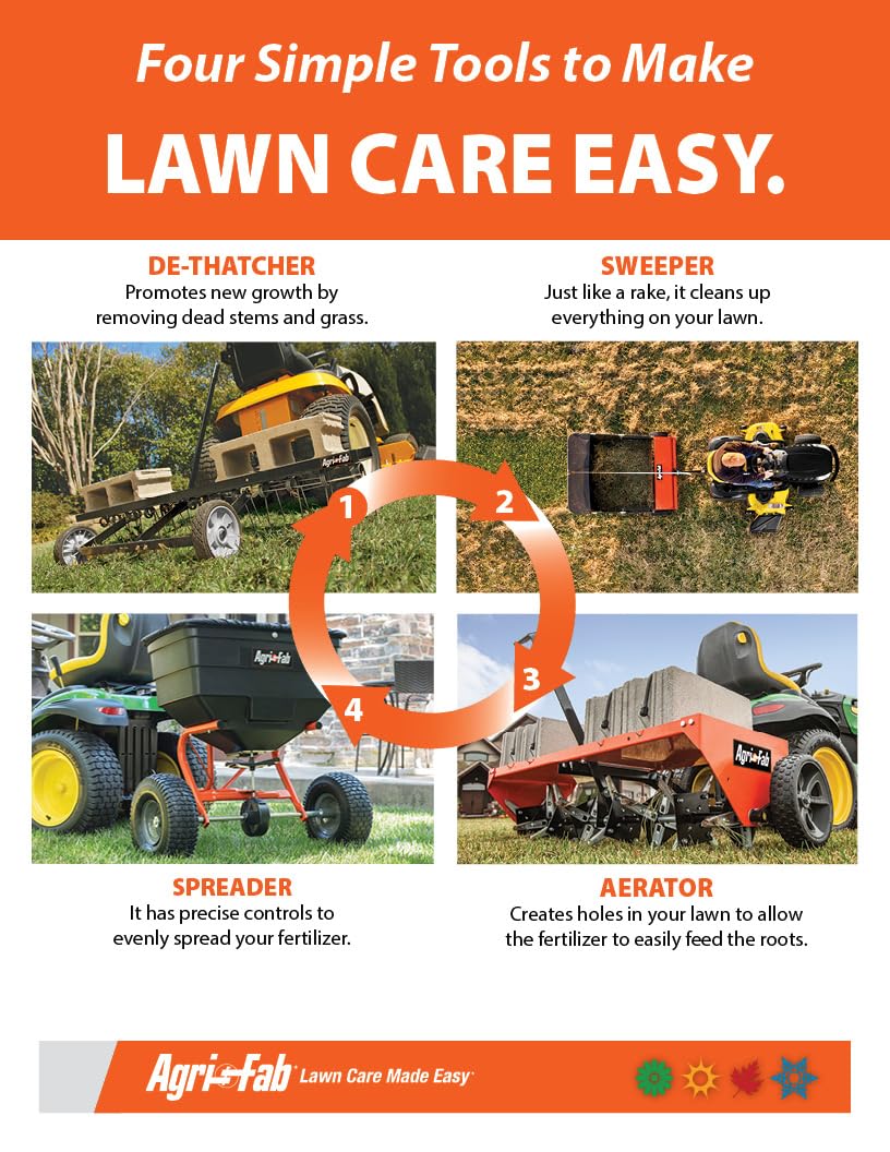 Agri-Fab 45-0299 48" Tow Behind Lawn Plug Aerator with Universal Hitch; Designed to Pull Behind Lawn & Garden Tractors