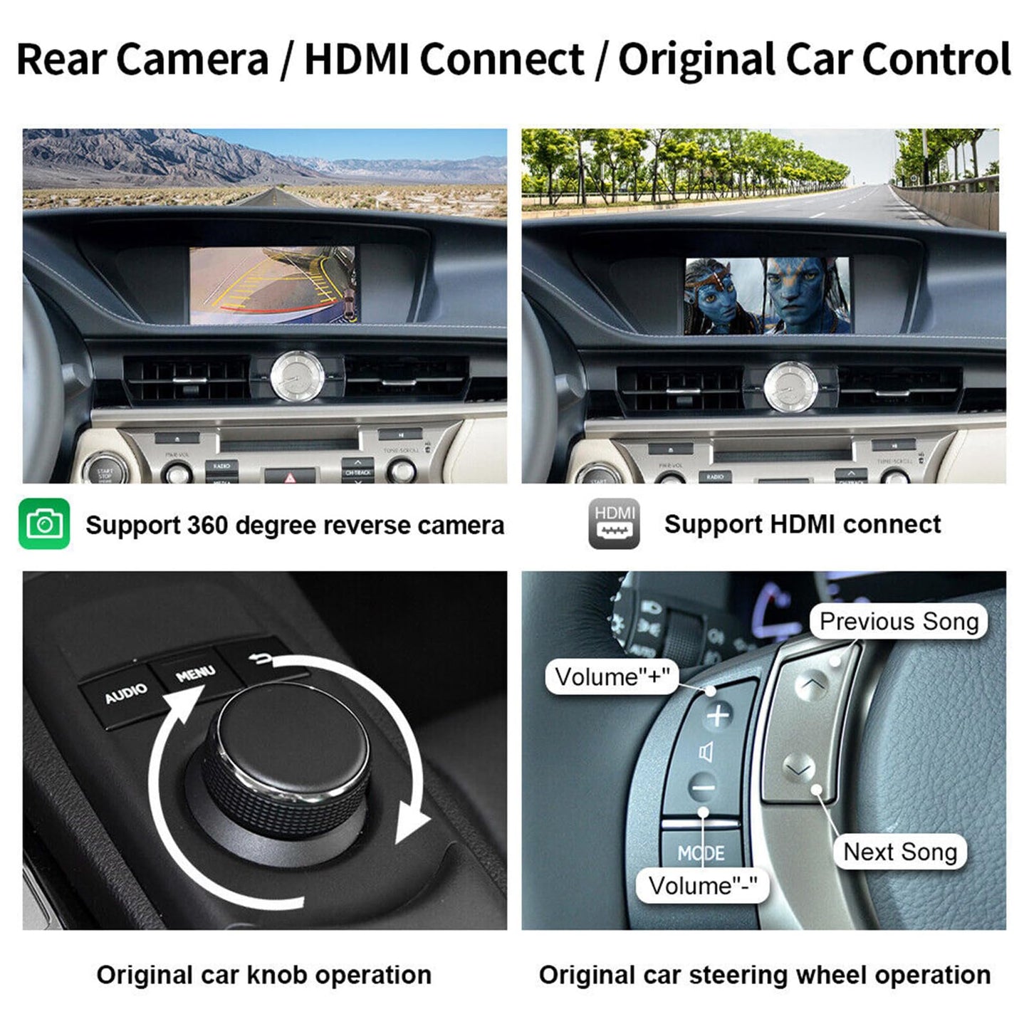 Wireless CarPlay Retrofit Kit Decoder for Lexus NX/ES/UX/CT/RX 2014-2020 Retains Factory Controls Support Android Auto, Mirror Link, Backup Camera, YouTube, Original Car Function