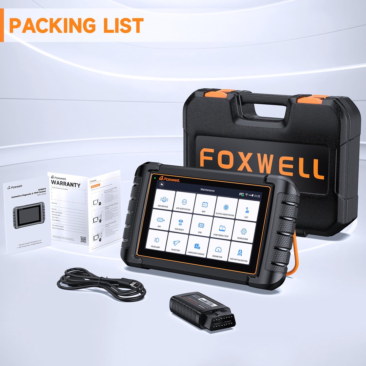 2026 FOXWELL Scanner NT809BT OBD2 Scanner Diagnostic Tool with 30+Resets, All System Bidirectional Scan Tool for All Vehicles, CAN-FD, FCA Autoauth, 3-Yr Free Update, AutoVIN, Wireless 65-Foot, Orange