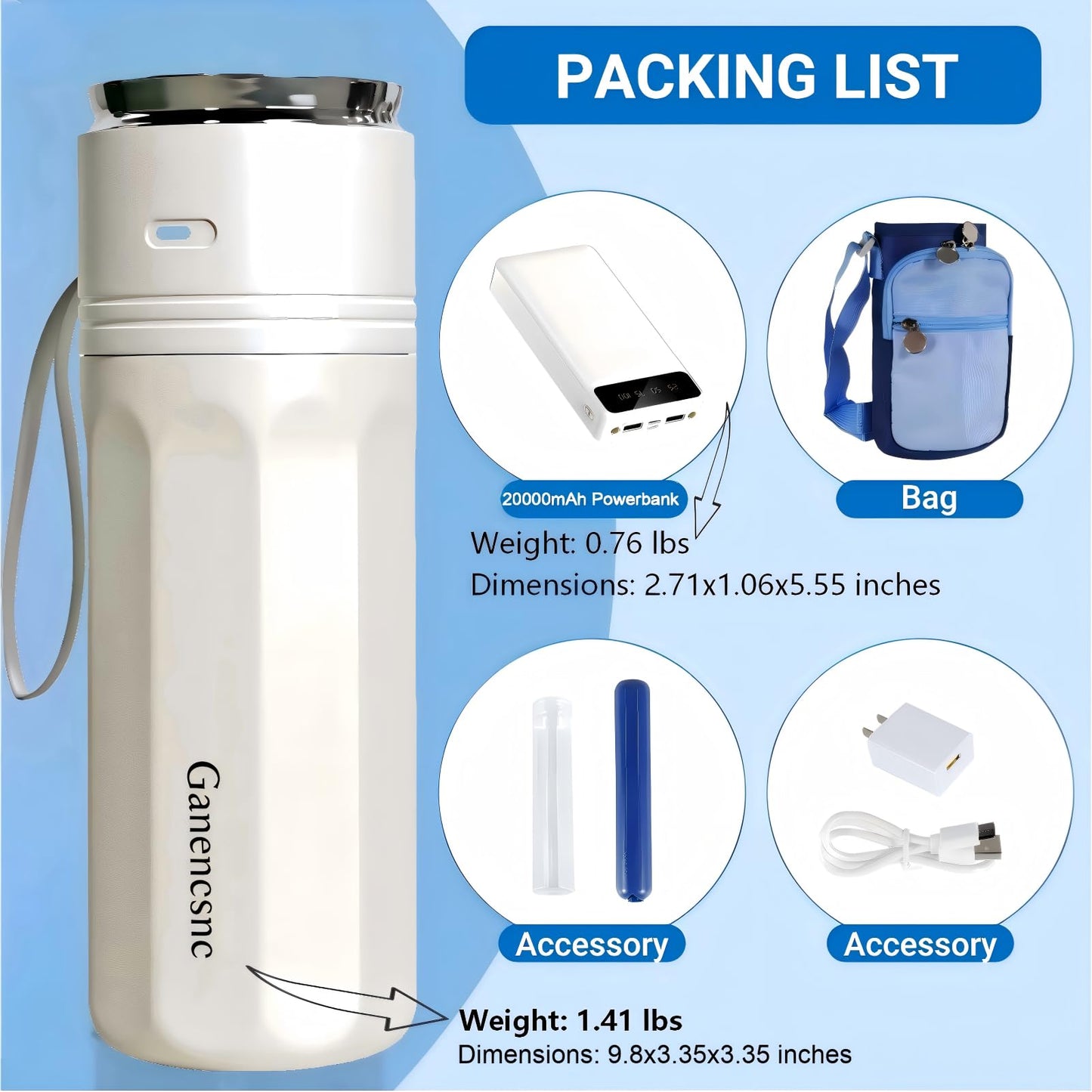 Electric Insulin Cooler Travel Case TSA Approved，USB Type-C Smart Cooling, 20000mAh Power Bank ，Large Capacity Medication Cooler ，Medical Cooler for Travel （White, 20000mAh Power Bank）