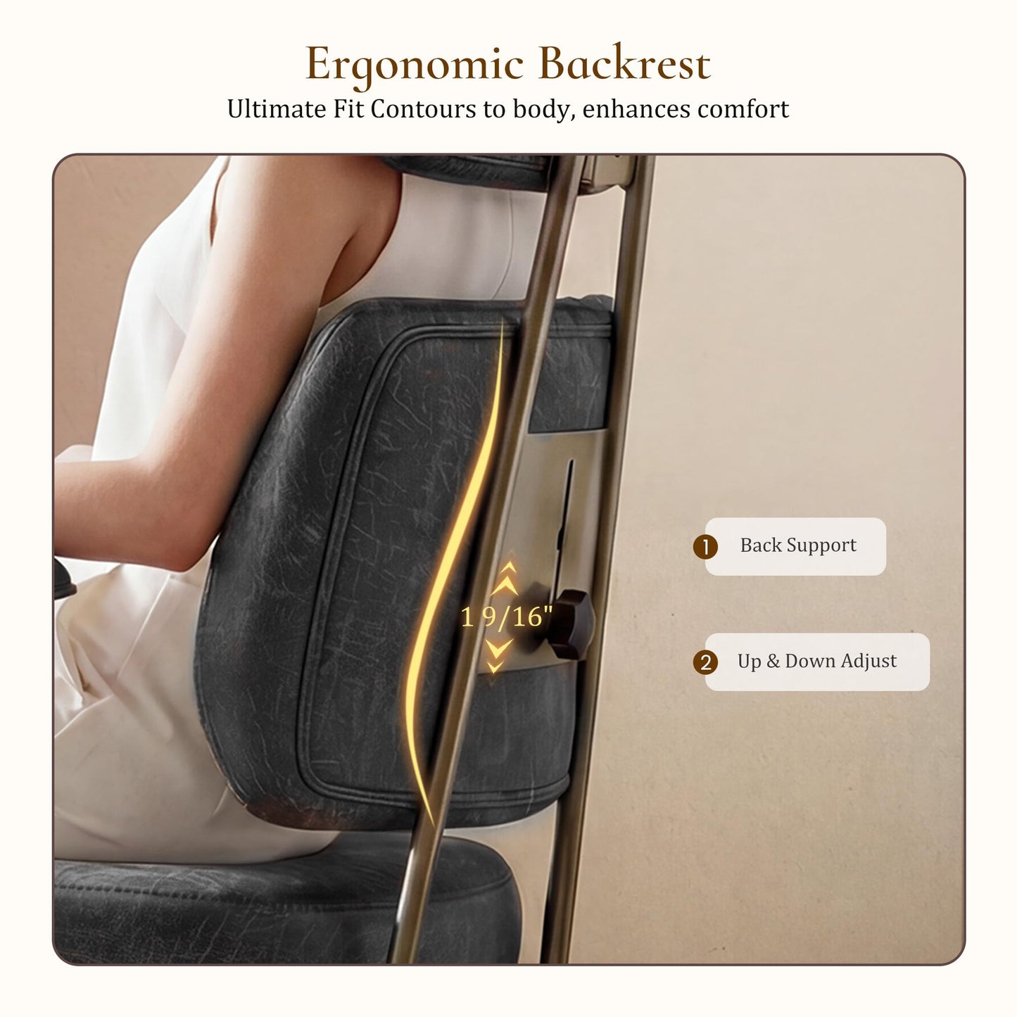 EUREKA ERGONOMIC Home Office Desk Chairs, Ergonomic Computer Chair with High Back, Executive Office Chair with Lumbar Support, Spring Cushion Seat, Mid-Century Modern, Brown-Gray