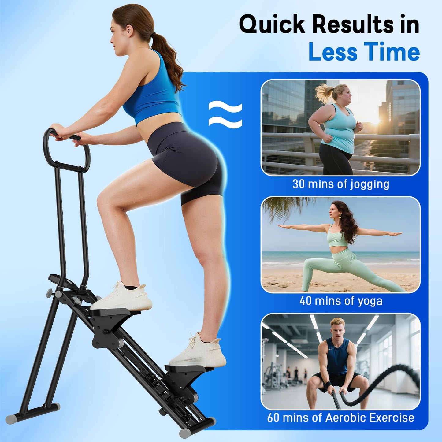 ERGOLIFE Stair Stepper with 6-Level Adjustable Resistance, 350lbs Upgrade Foldable Stairmaster Machine for Home Gym Workout, Cardio Stair Climber with Low Noise (Black)