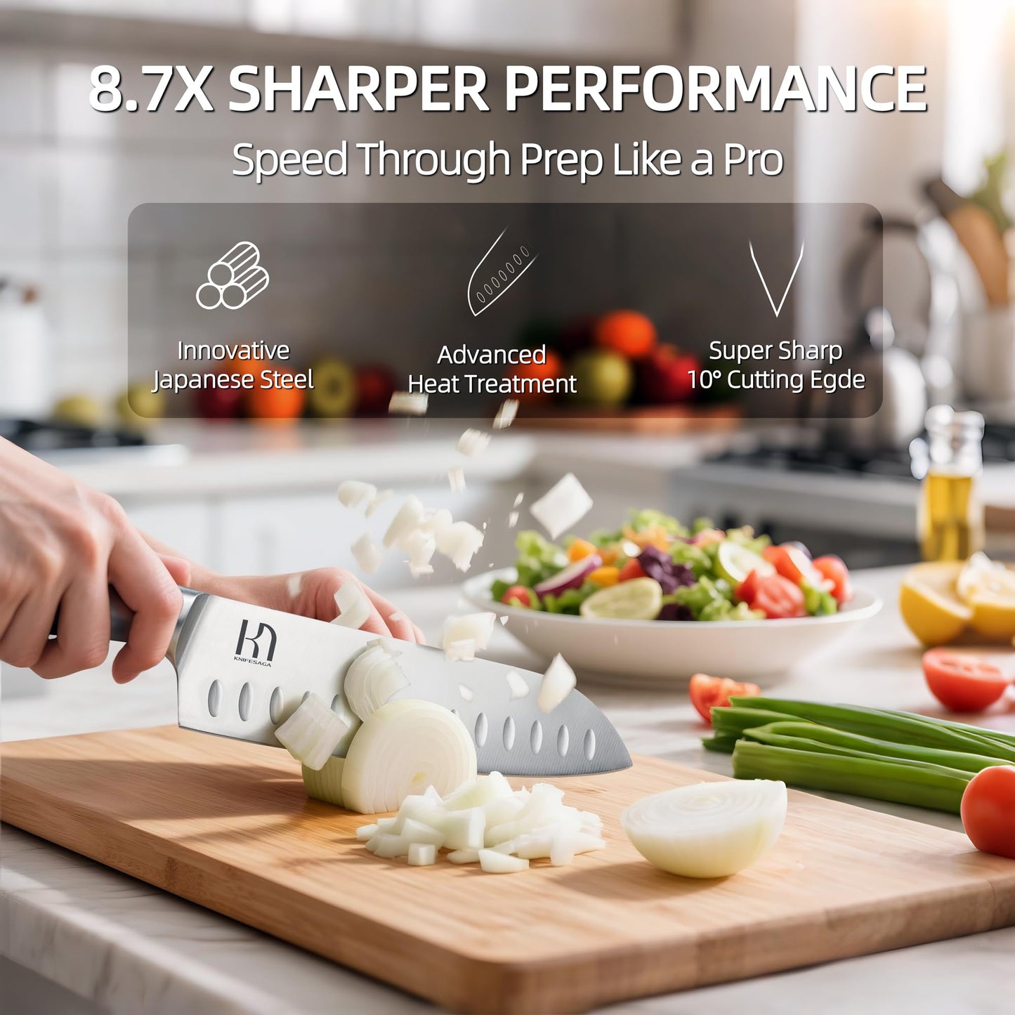 KnifeSaga Kitchen Knife Set 14 Piece Premium Japanese High Carbon Stainless Steel Knife Block Sets with Built-in Sharpener, Razor Sharp Knives Set for Kitchen, Quality Acacia Wood Block Knife Set
