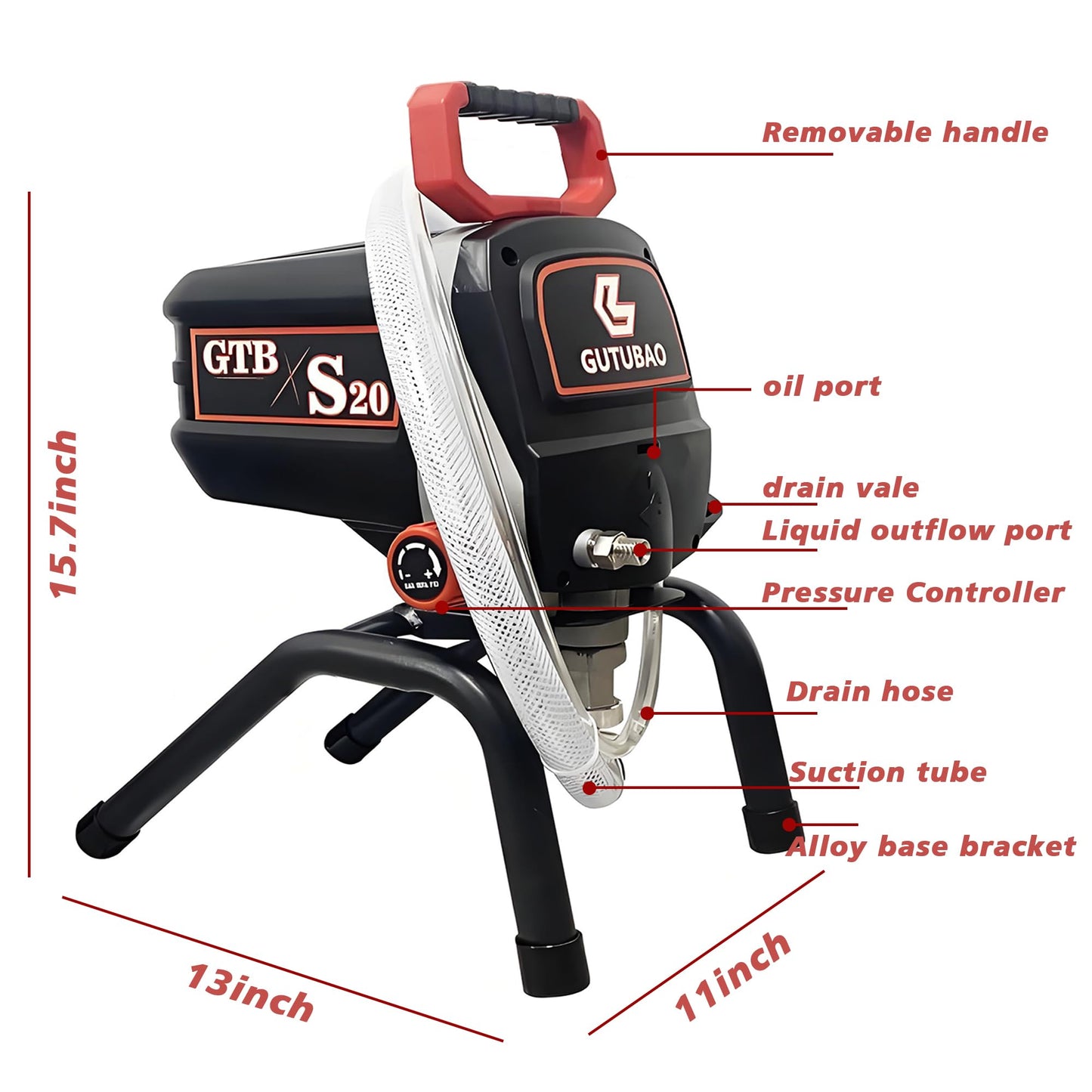 GUTUBAO S20 Airless Paint Sprayer, 0.52GPM Paint Machine for Interior and Exterior House Painting, 3300 PSI Electric Spray Equipment for DIY Painting Projects with Sprayer Accessories