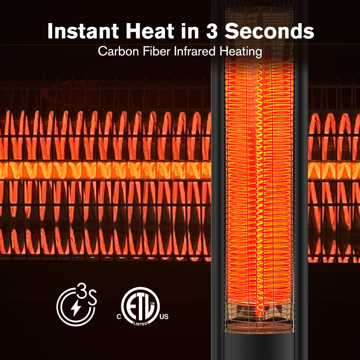 ThermoMate Outdoor Indoor Electric Patio Heater, 1500W 38.5" Portable Tower Infrared Heaer, IP55 Rated Space Radiant Heater with Remote, Timer, Tip-over Protection for Backyard, Restaurant & Garage