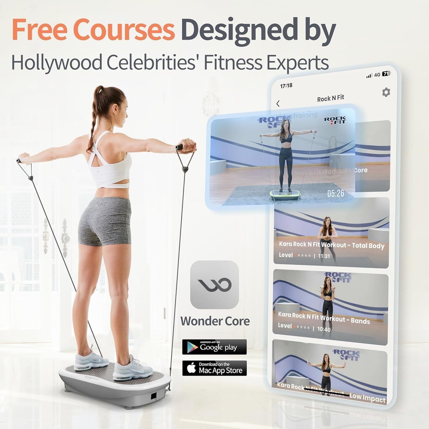 Wonder Core Rock N Fit - Vibration Plate Exercise Machine, Whole Body Vibration Platform with Seat, Body Shaker for Weight Loss, Lymphatic Drainage, Recovery, Home Fitness Equipment