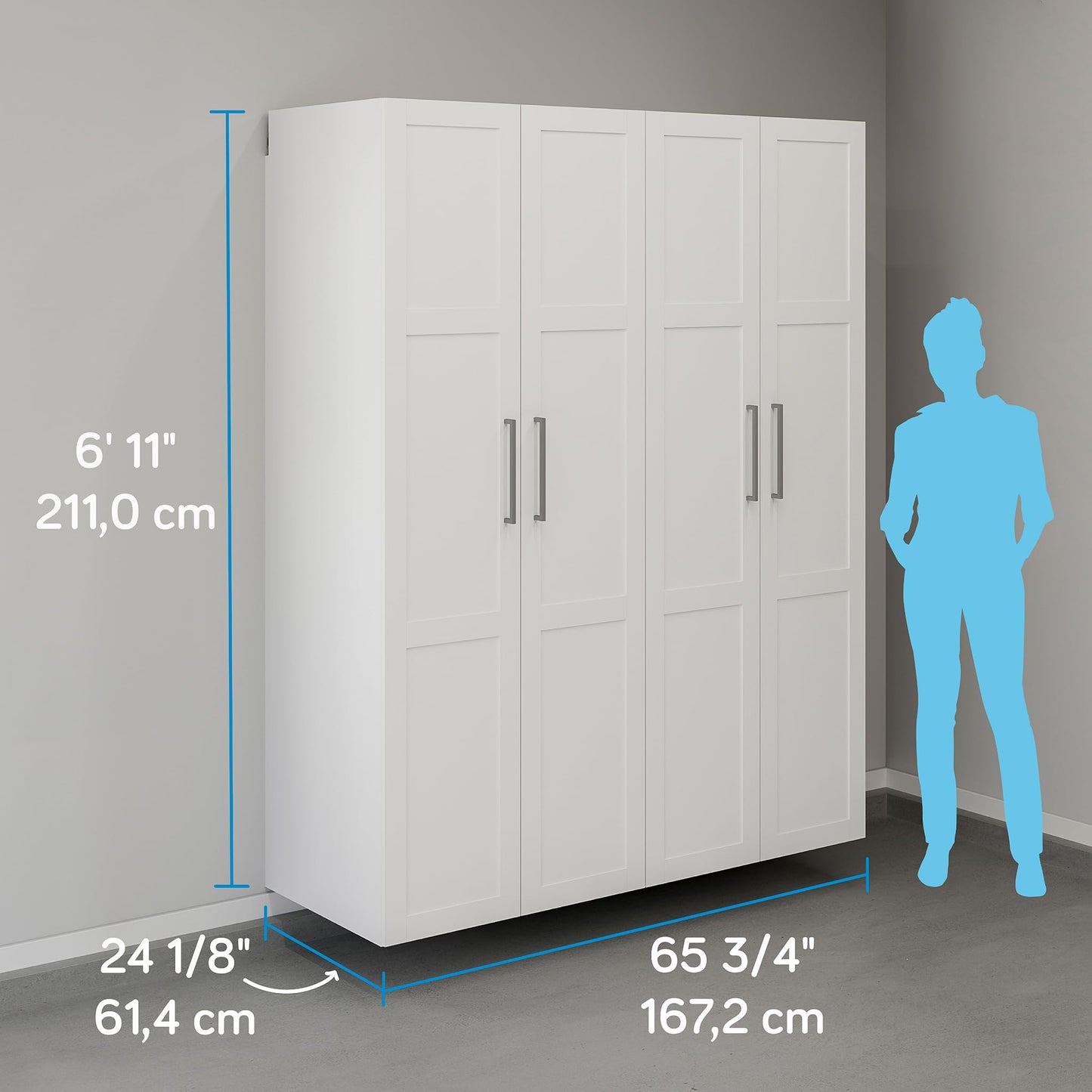 Sauder Garagecore 2 Deep Cabinets & Doors, White Finish