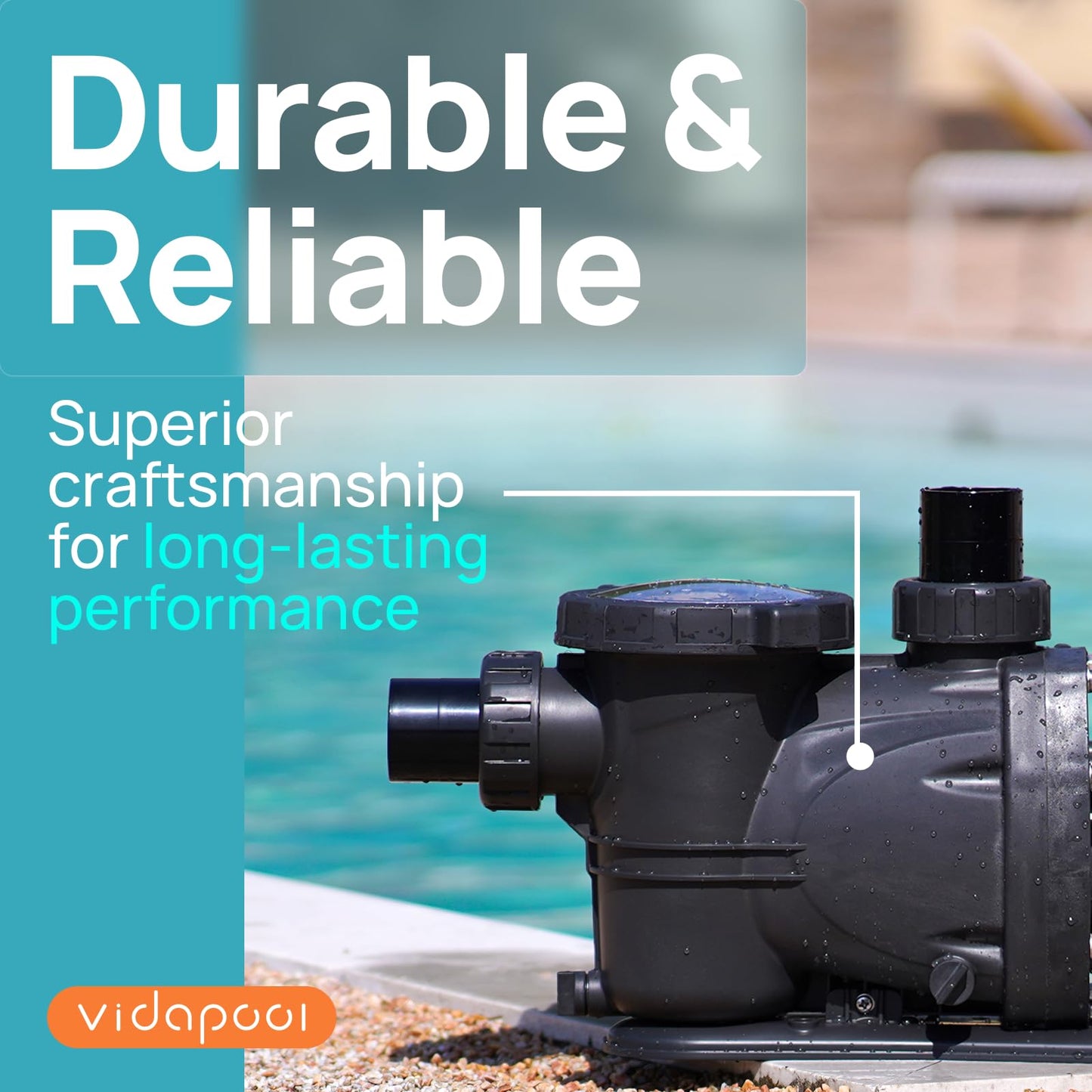 VIDAPOOL In/Above Ground Pool Pump, Self Primming High Flow (with Timer, 2HP, 8120 GPH, 220V)