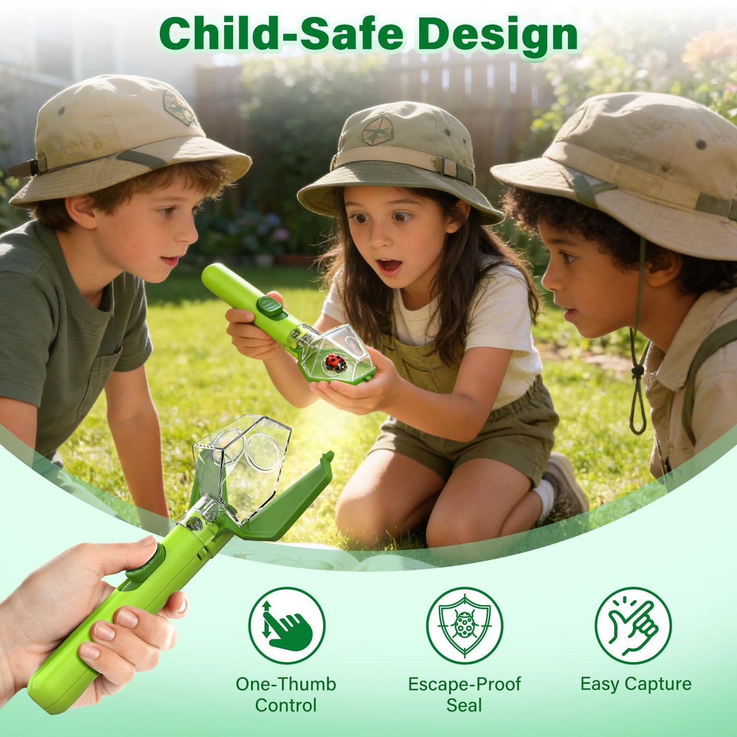Bug Catcher for Kids, Insect Trap Kit with 6X Magnifier Glass - STEM Educational Exploration Tool for Indoor and Outdoor,Christmas Birthday Gifts Toys for Adults, Boys, and Girls(Green 2PCS)