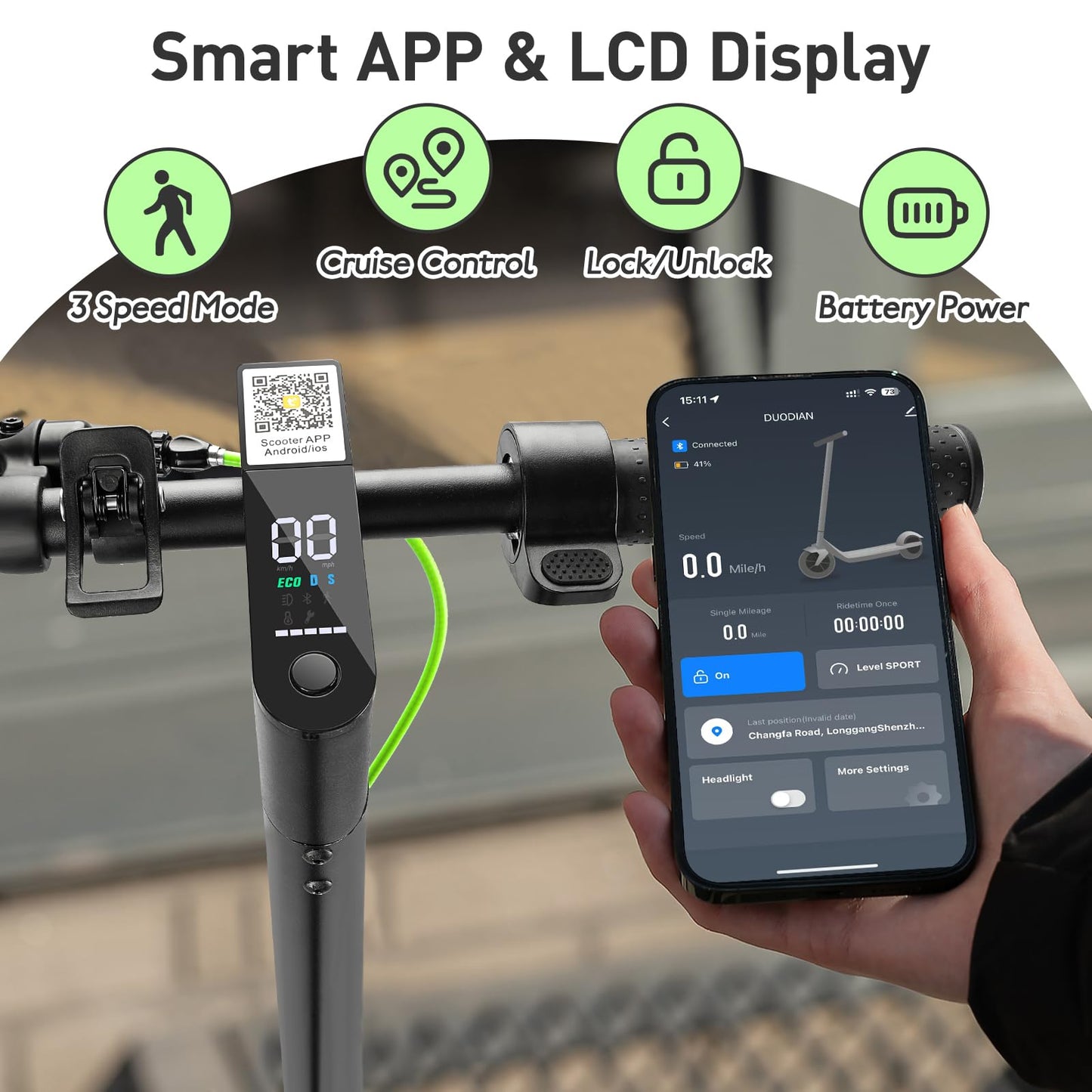Electric Scooter Adults,Folding E Scooter with 350/500W Motor 19 Mph 18 Miles Range,8.5" Solid Tires Folding Commuting Motorized Kick Scooter (350W 19MPH 7.8AH 18 Miles Dual Rear Suspension - Green)