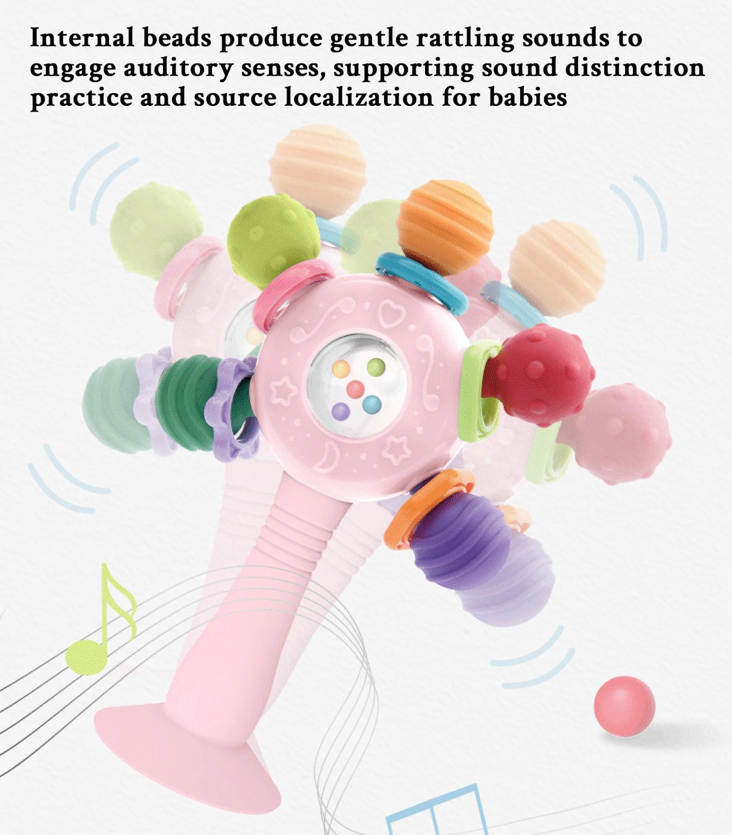 Baby Teether Toys for Babies 0 3 6 9 12 18 Months,Baby Rattle Toys,Baby Sensory Toy for 0-6 6-12 Months, Montessori Early Education,Manhattan Ball,Grasp Training Toy,Suction Cup Toys(Blue)