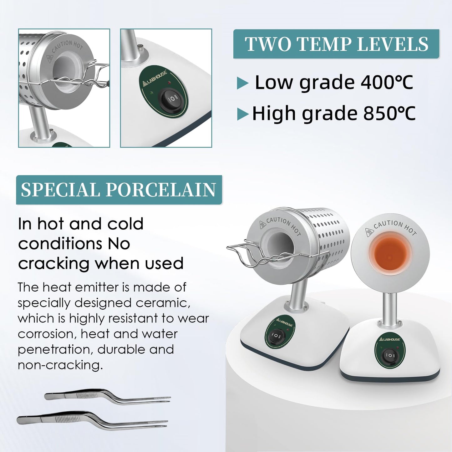 LABHOUSE Lab DS-900S Infrared Sterilizer Autoclave Sterilizers Two Adjustable Heating Temperatures 400°C/825°C for Scalpel Needle Inoculating Loop Vaccination Ring,110V 240W