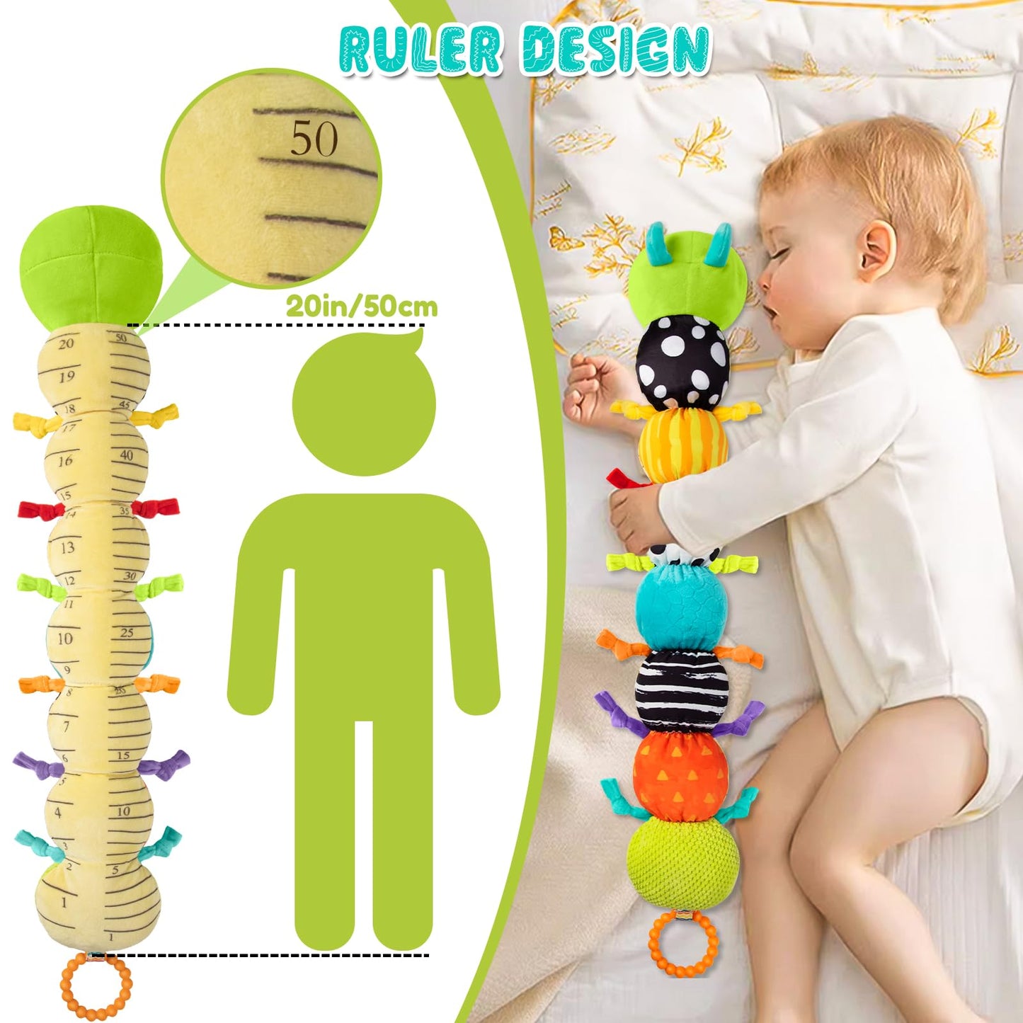 Baby Stuffed Animal Toys for 0-6 6-12 Months, Baby Musical Caterpillar Tummy Time Toys for Babies 3 6 9 12 18 Months, Newborn Infant Sensory Toys Gifts for 1 2 Year Old Boys Girls
